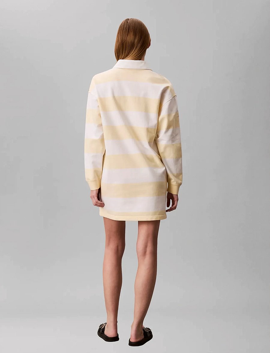 Calvin Klein Jeans - LS VARSITY STRIPE MINI POLO DRES - korta klänningar - snow white stripe - 4