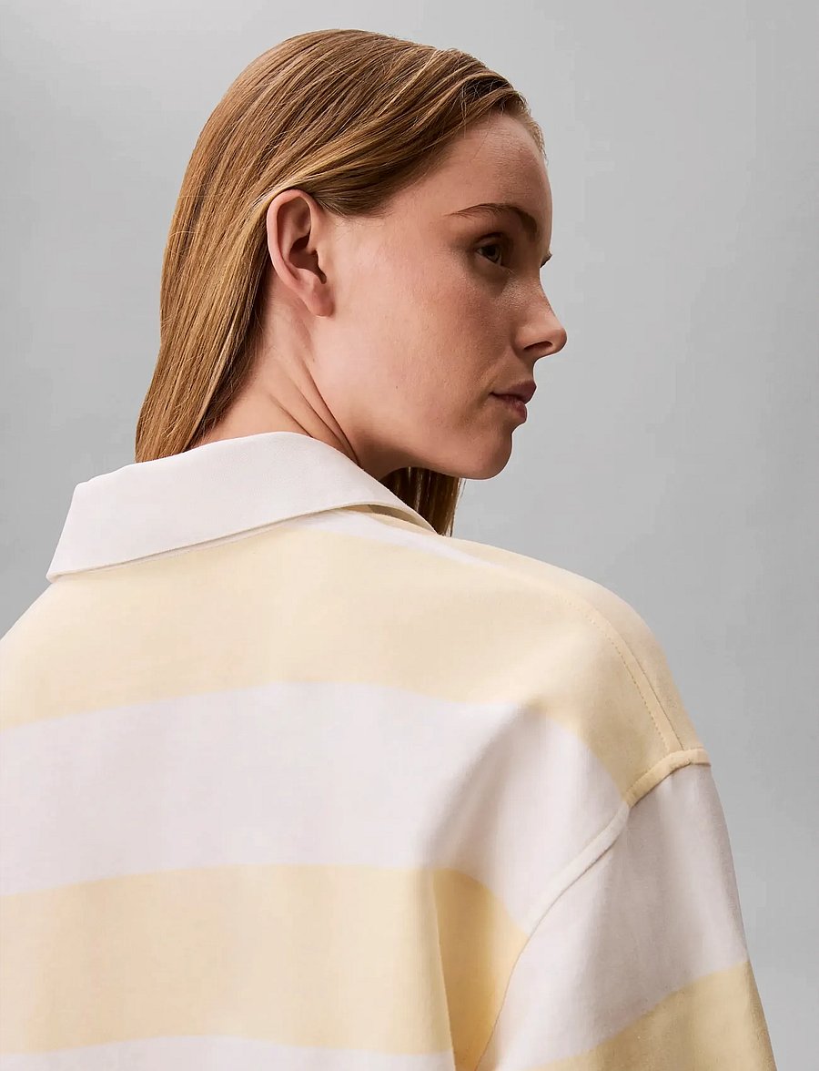 Calvin Klein Jeans - LS VARSITY STRIPE MINI POLO DRES - korta klänningar - snow white stripe - 5