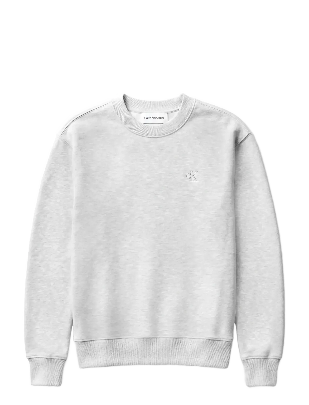 Calvin Klein Jeans LS RLXD MONOGRAM FRENCH TERRY CR - Sweatshirts - BC01 LIGHT GREY HEATHER / grey