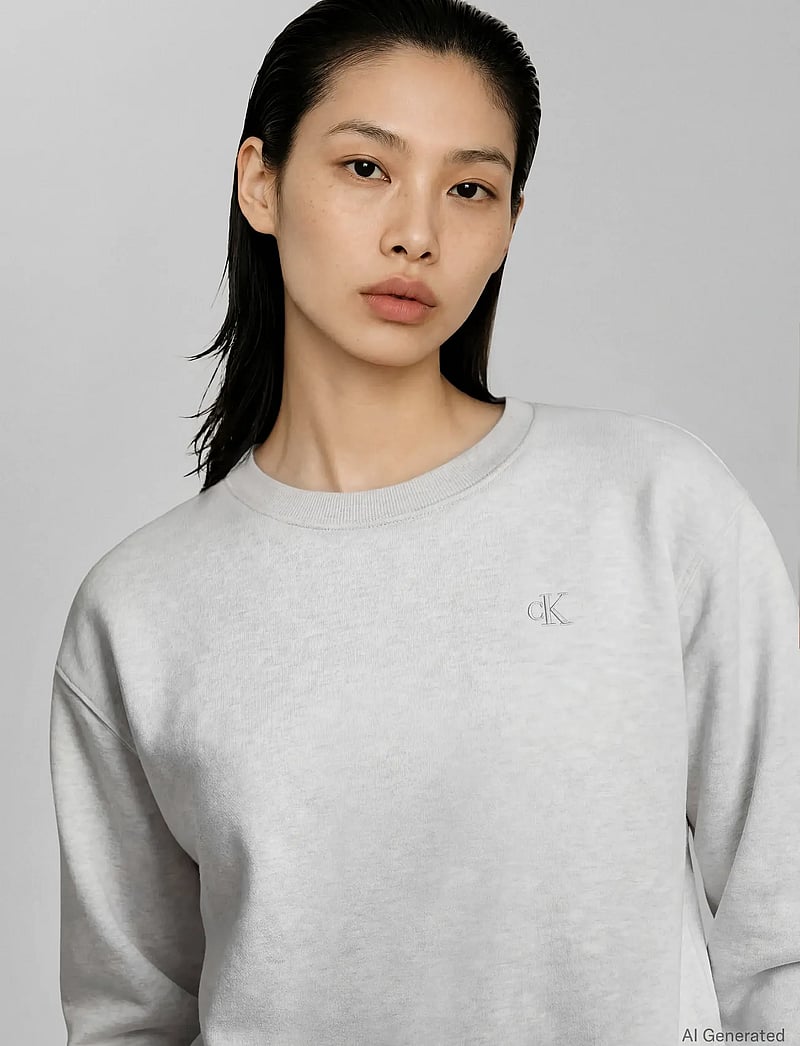 Calvin Klein Jeans - LS RLXD MONOGRAM FRENCH TERRY CR - everyday style - bc01 light grey heather - 3