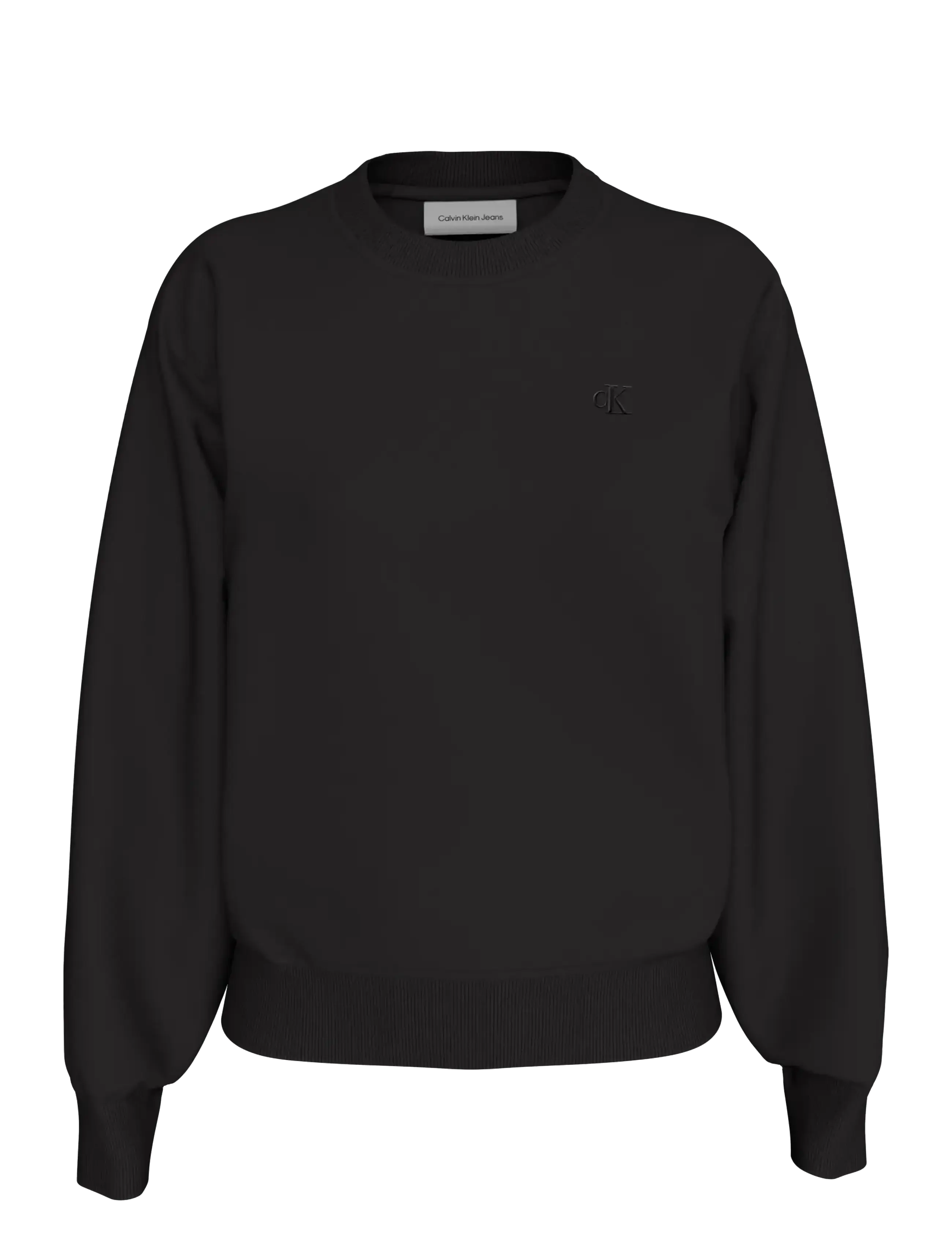 Calvin Klein Jeans LS RLXD MONOGRAM FRENCH TERRY CR - Clothing - BLACK / black