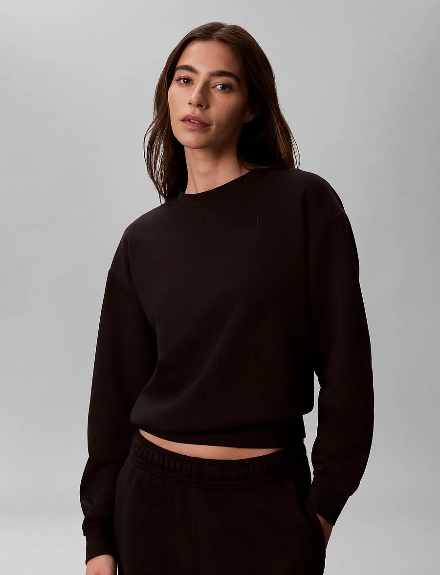 Calvin Klein Jeans - LS RLXD MONOGRAM FRENCH TERRY CR - sweatshirts - black - 0