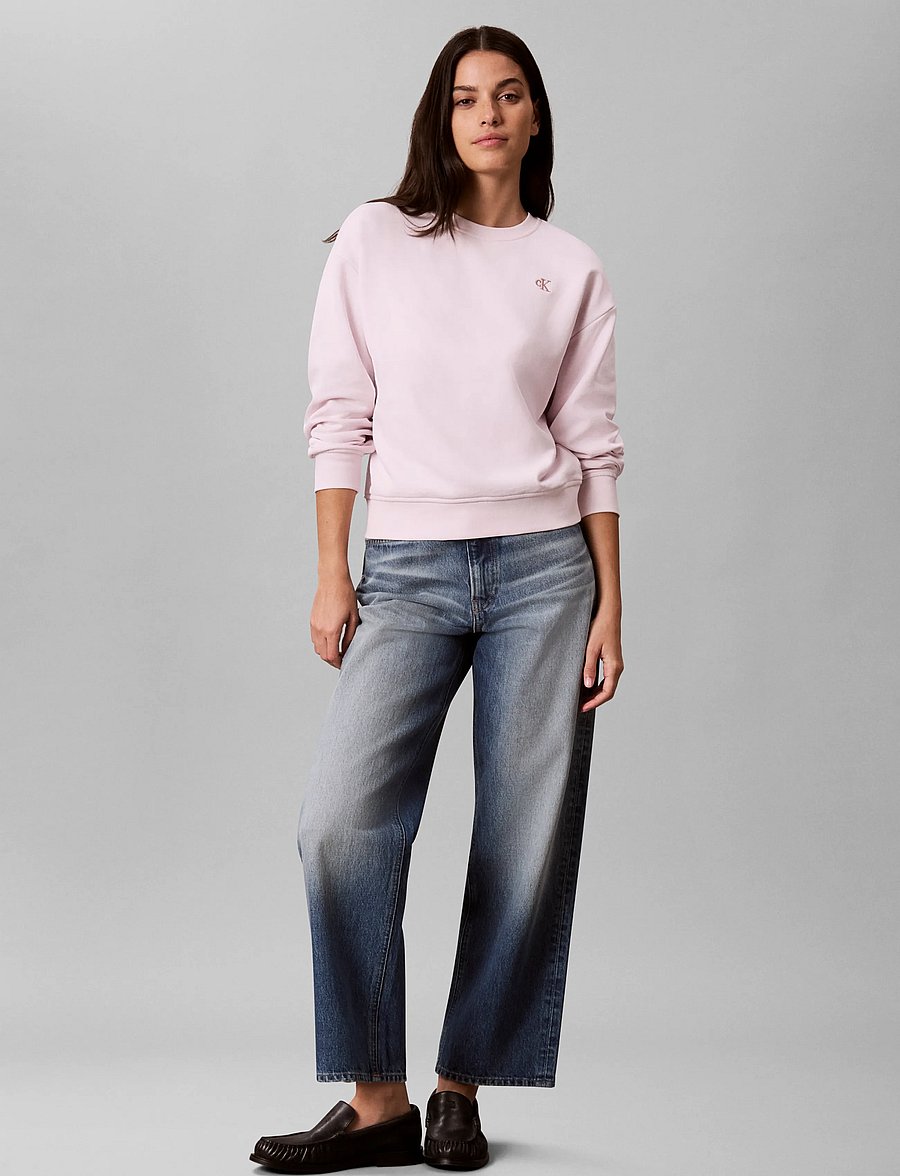 Calvin Klein Jeans - LS RLXD MONOGRAM FRENCH TERRY CR - vardagsstil - crystal blush - 0