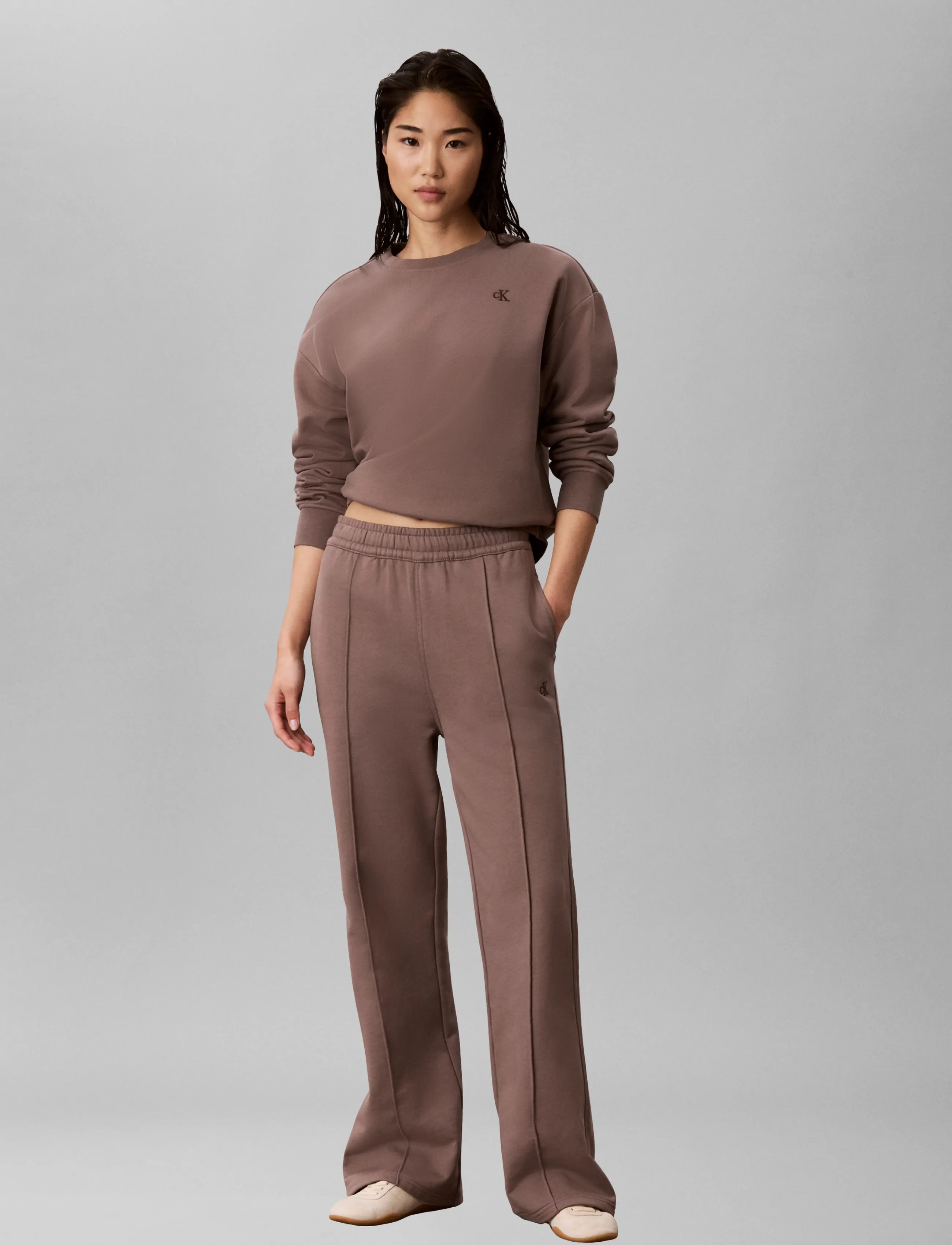 Calvin Klein Jeans LS RLXD MONOGRAM FRENCH TERRY CR - Calvin Klein Jeans - IRON / grey