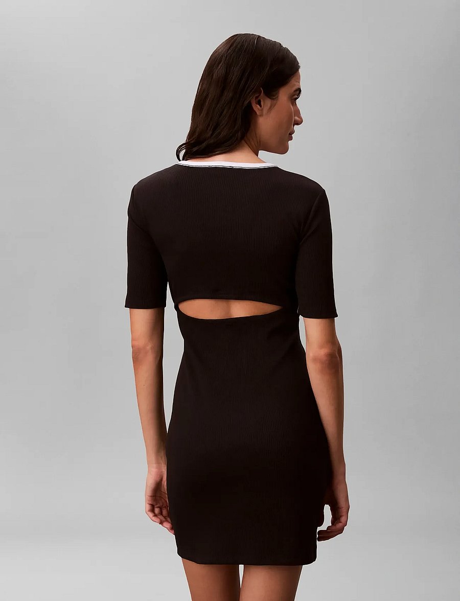 Calvin Klein Jeans - SS 2X2 BABY RIB CUTOUT BK MINI D - t-shirtkjoler - black - 2