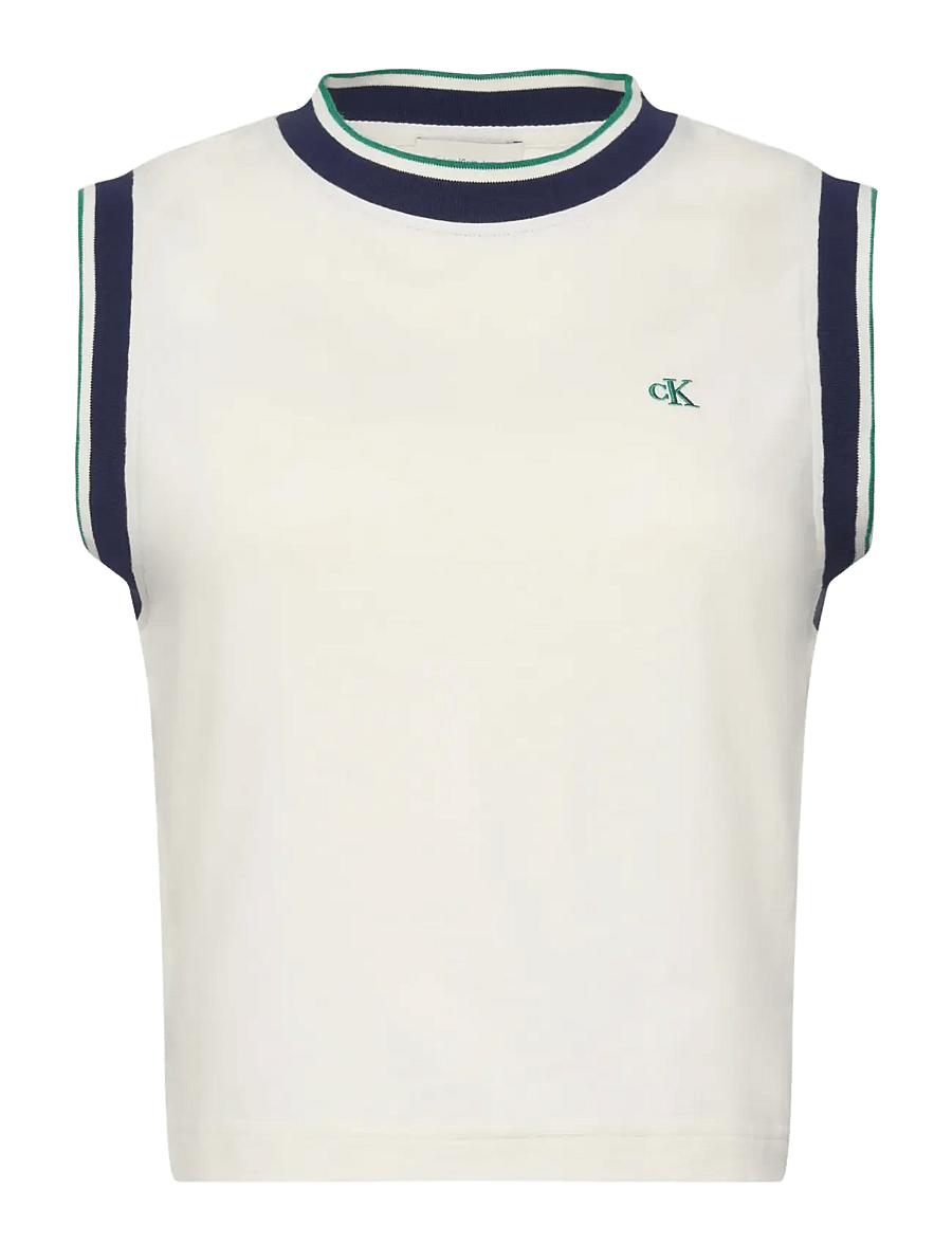 Calvin Klein Jeans - SL CTN MONOGRAM STRIPE TRIM MUSC - tanktops - tofu - 1