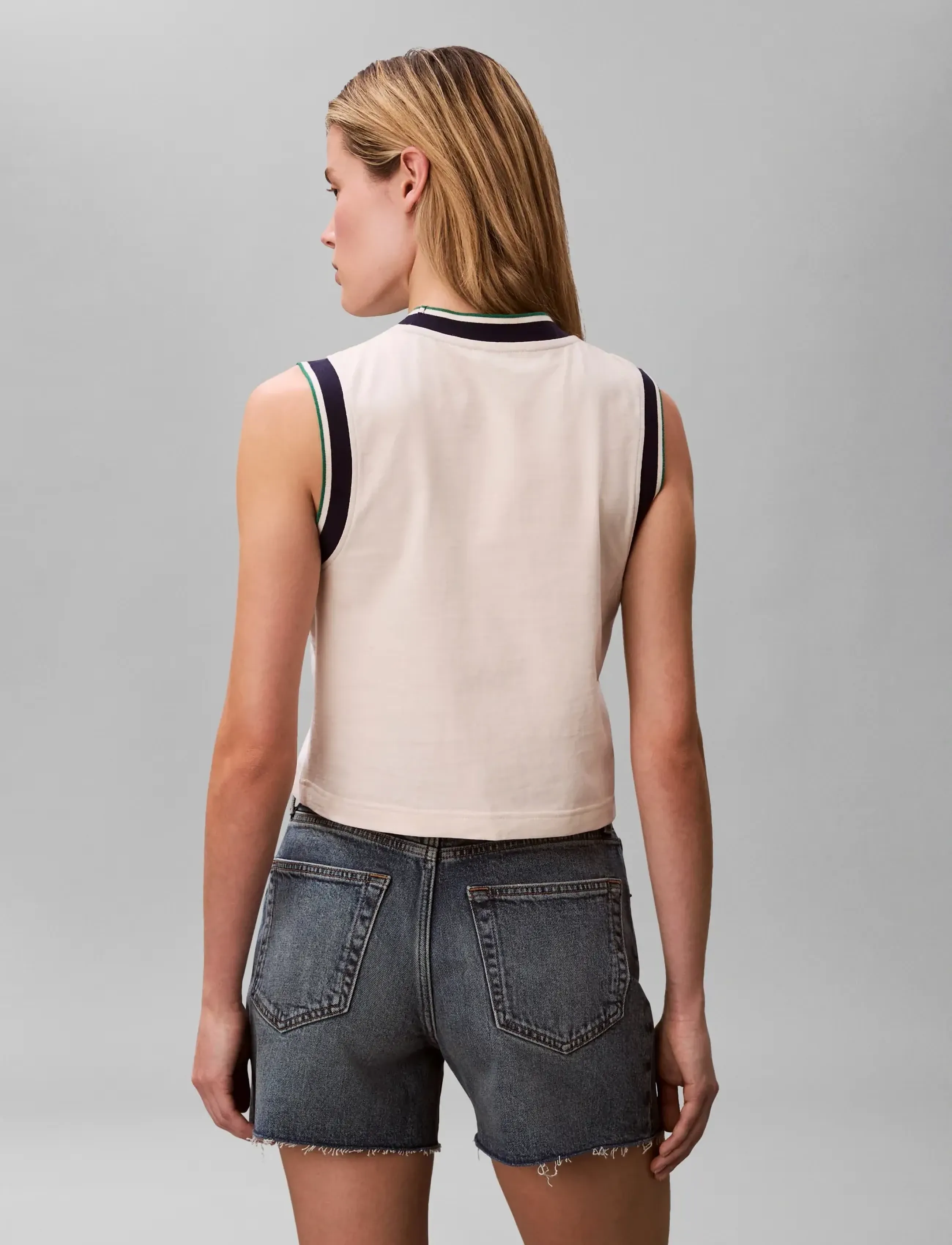 Calvin Klein Jeans - SL CTN MONOGRAM STRIPE TRIM MUSC - tanktops - tofu - 2