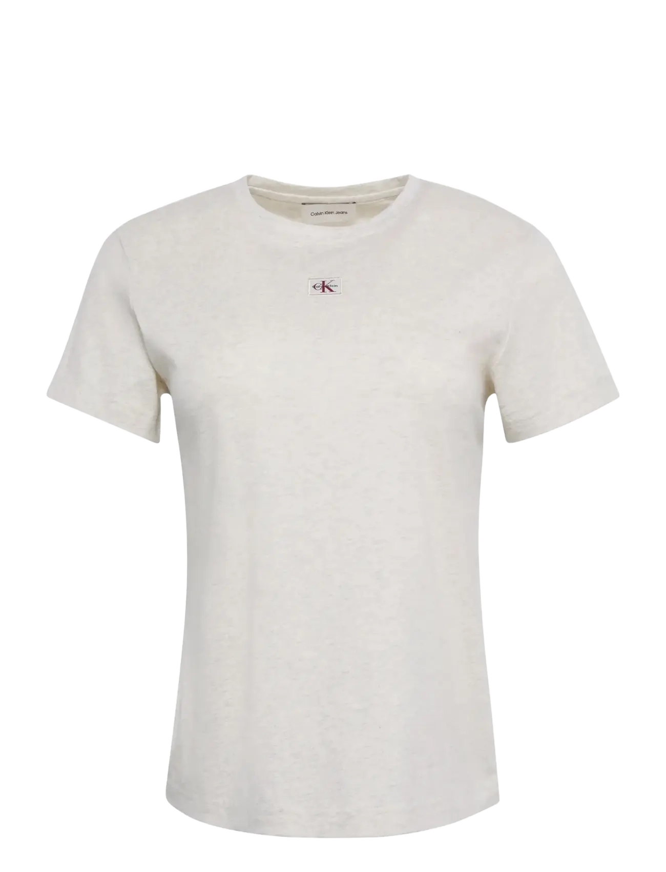 Calvin Klein Jeans SS WOVEN LABEL CLASSIC FIT TEE - Tøj - BA01 GREY HEATHER / grey