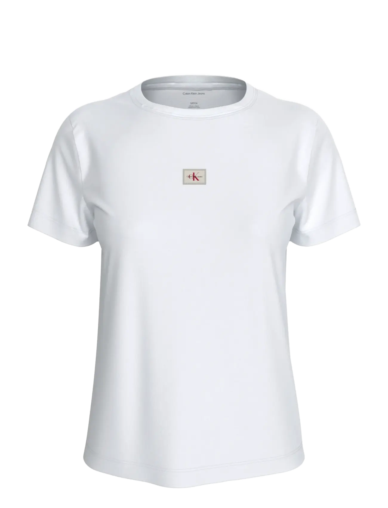 Calvin Klein Jeans SS WOVEN LABEL CLASSIC FIT TEE - Nowości - BRIGHT WHITE / white