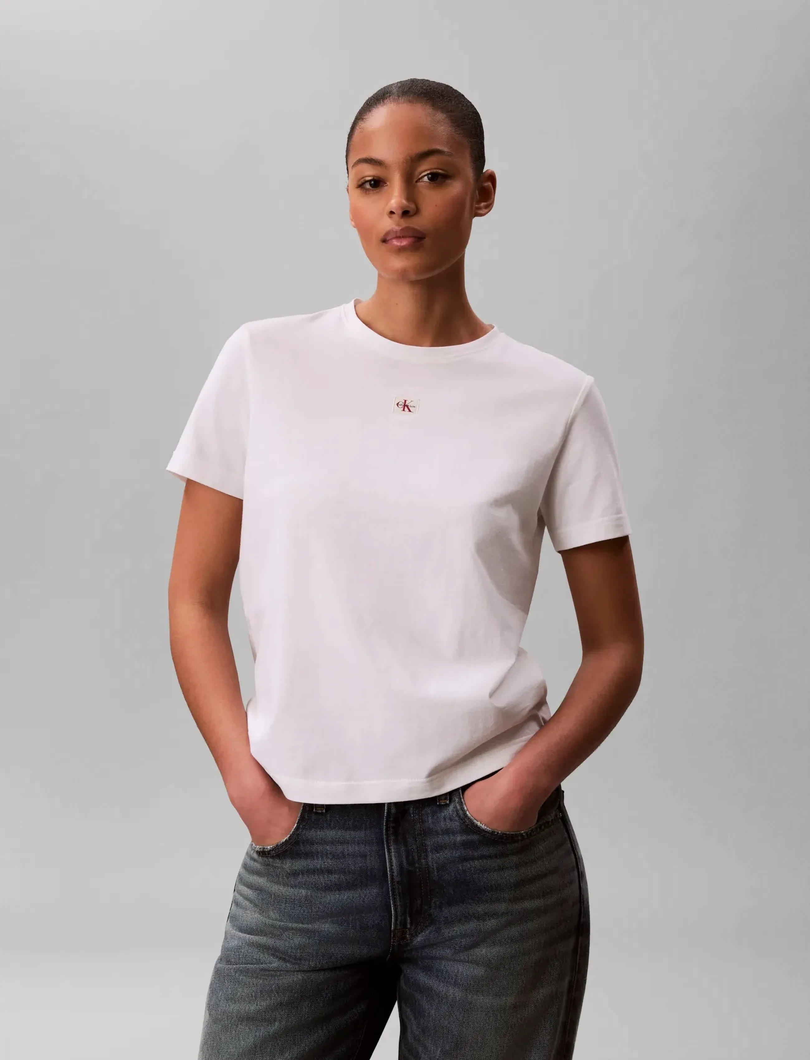Calvin Klein Jeans - SS WOVEN LABEL CLASSIC FIT TEE - t-shirts - bright white - 3