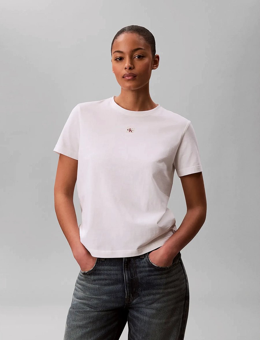 Calvin Klein Jeans - SS HERITAGE LABEL CLASSIC TEE - t-shirts - bright white - 3