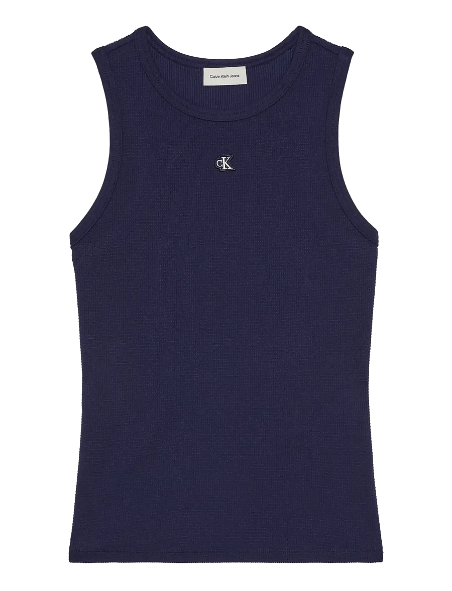 Calvin Klein Jeans - SL MONOGRAM PATCH WAFFLE RACER T - linnen - evening blue - 1