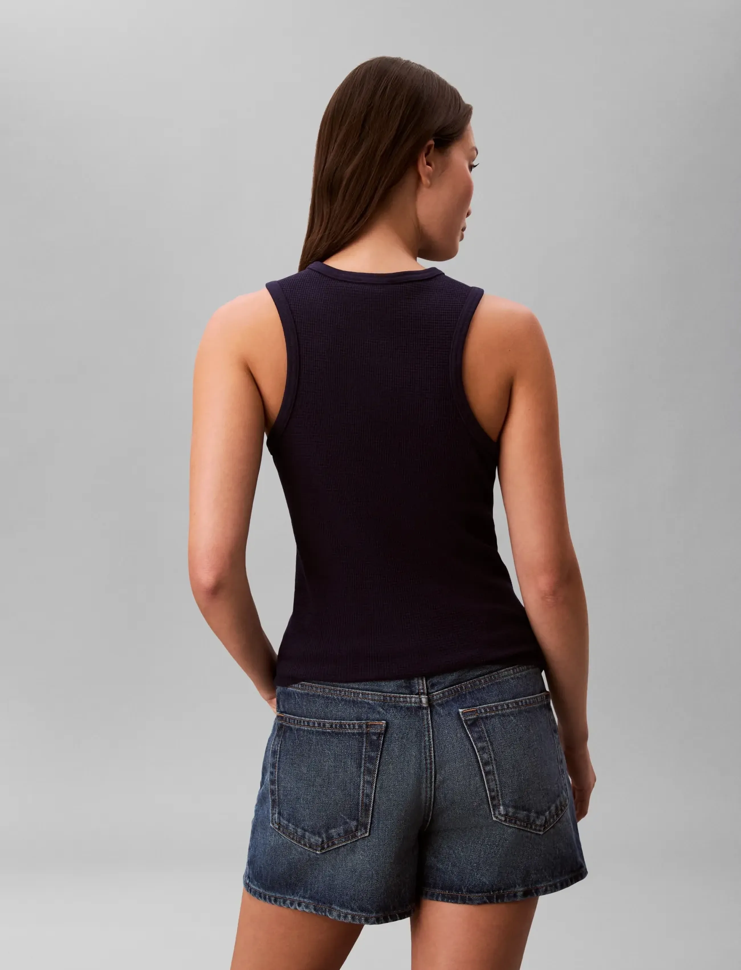 Calvin Klein Jeans - SL MONOGRAM PATCH WAFFLE RACER T - linnen - evening blue - 2