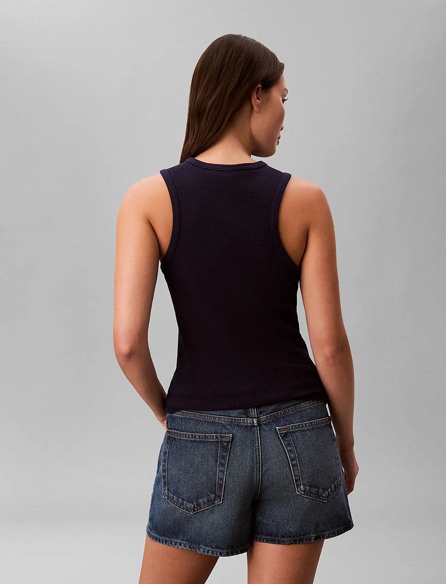 Calvin Klein Jeans - SL MONOGRAM PATCH WAFFLE RACER T - linnen - evening blue - 2