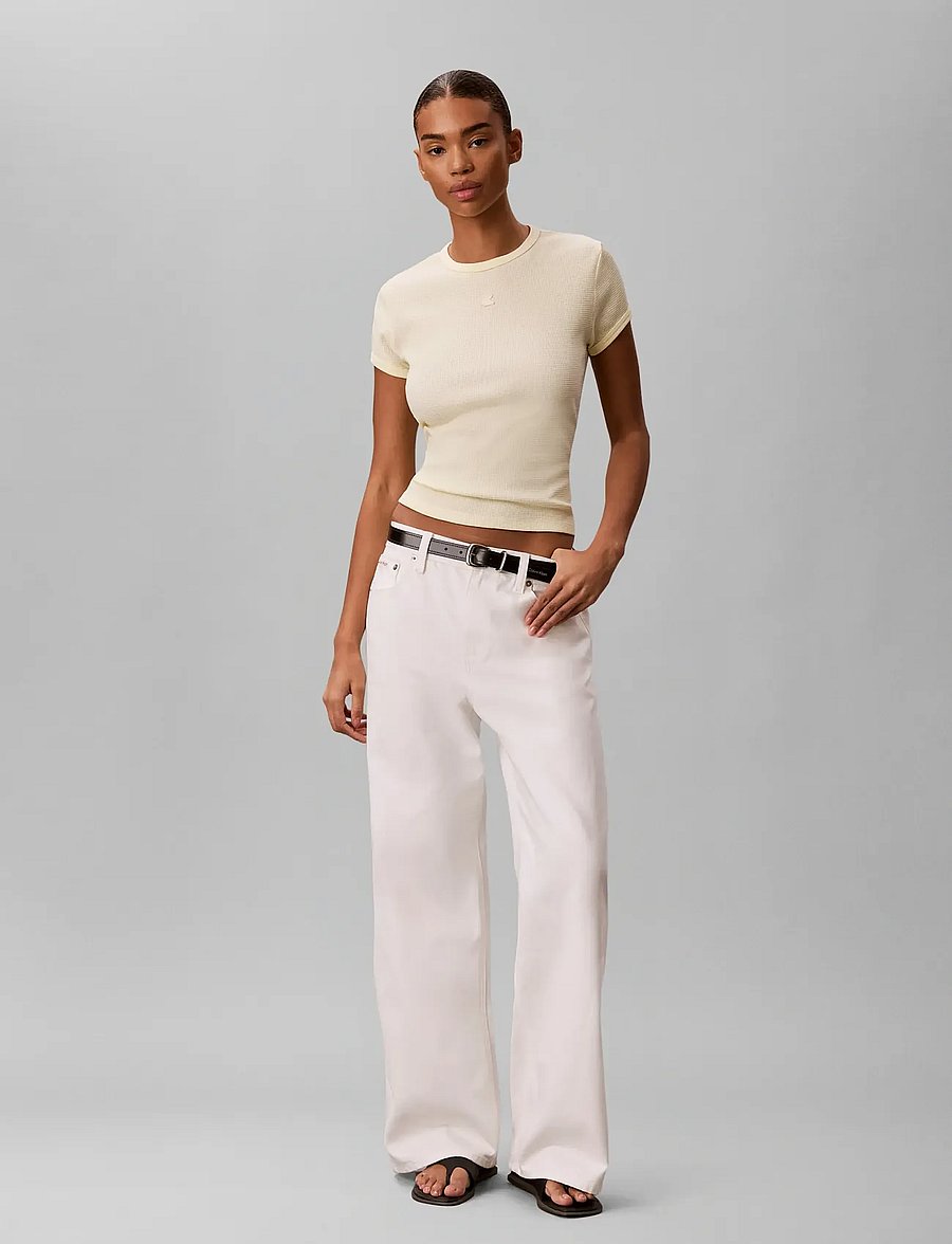 Calvin Klein Jeans - SS MONOGRAM PATCH SLIM WAFFLE TE - pear sorbet - 0