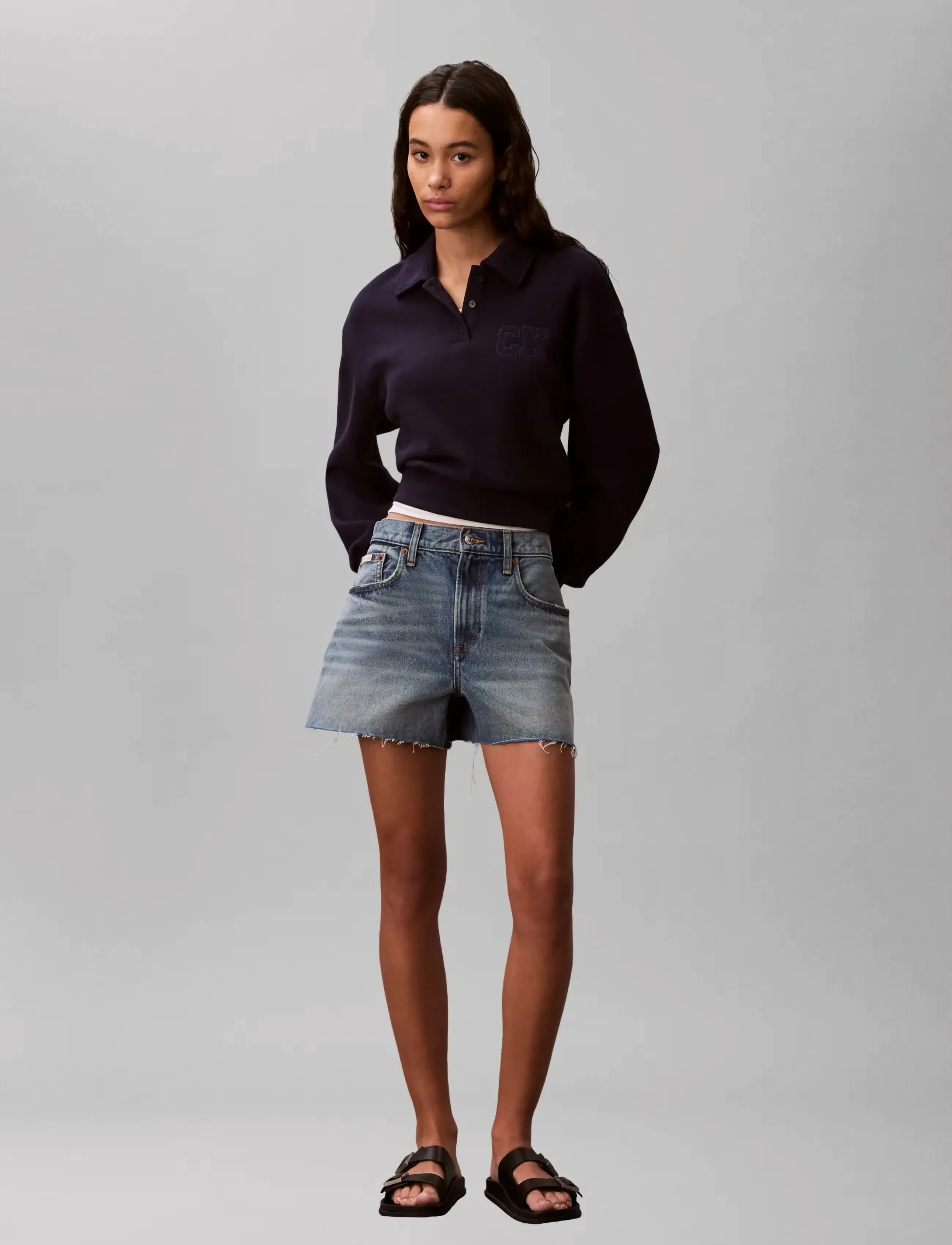 Calvin Klein Jeans LS RLXED INTRLOCK FASHION POLO S - Sweatshirts - EVENING BLUE / navy