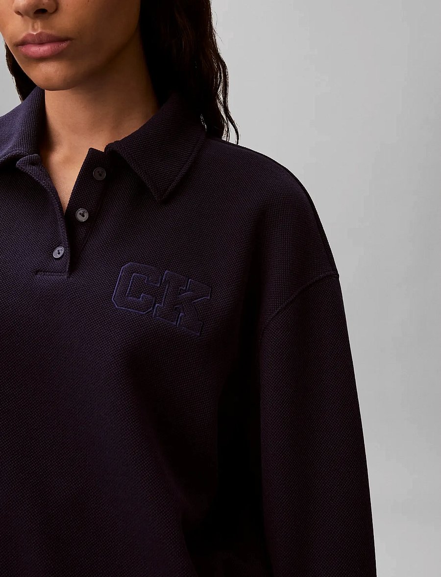 Calvin Klein Jeans - LS RLXED INTRLOCK FASHION POLO S - sweatshirts - evening blue - 4