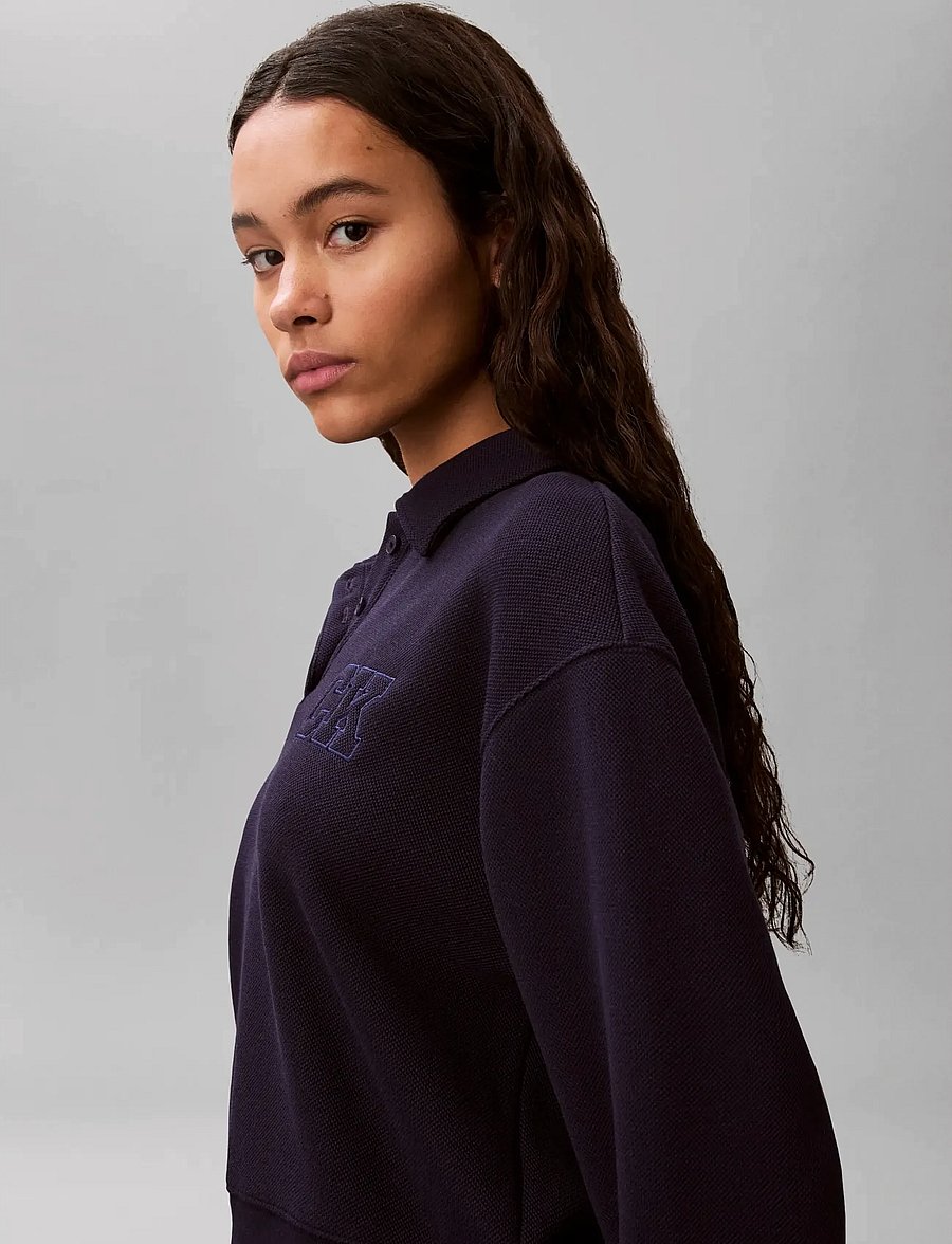 Calvin Klein Jeans - LS RLXED INTRLOCK FASHION POLO S - sweatshirts - evening blue - 5