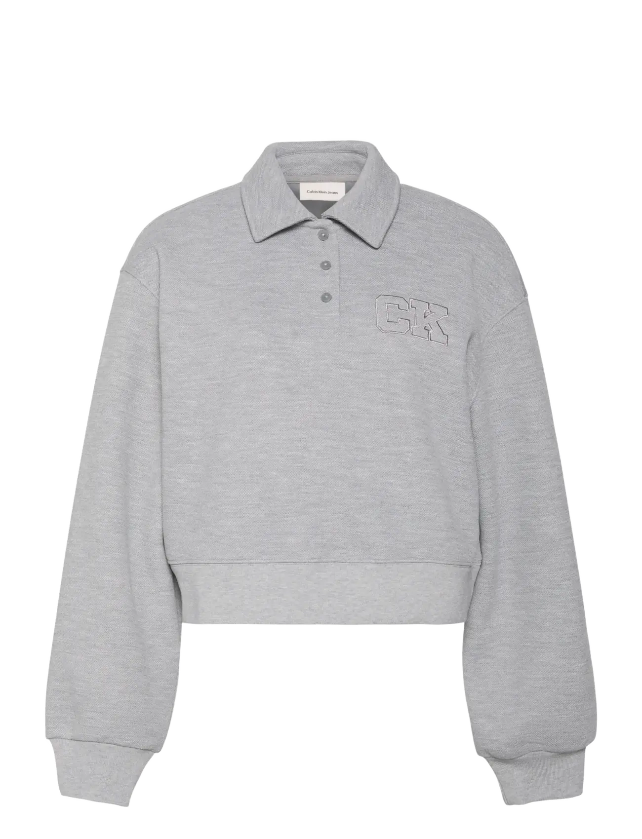 Calvin Klein Jeans LS RLXED INTRLOCK FASHION POLO S - Sweatshirts - HEROIC GREY HEATHER / grey