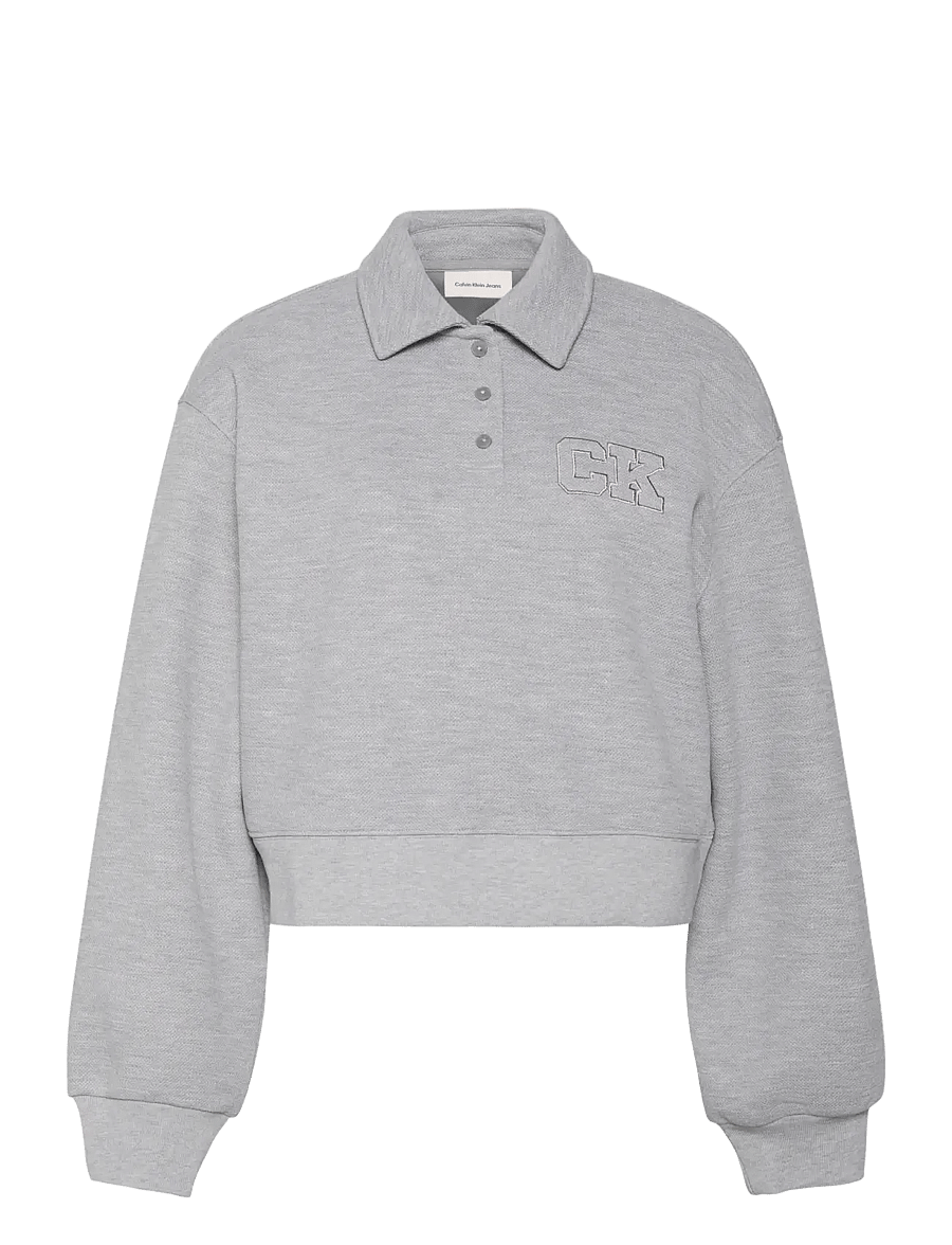 Calvin Klein Jeans - LS RLXED INTRLOCK FASHION POLO S - sweatshirts - heroic grey heather - 1