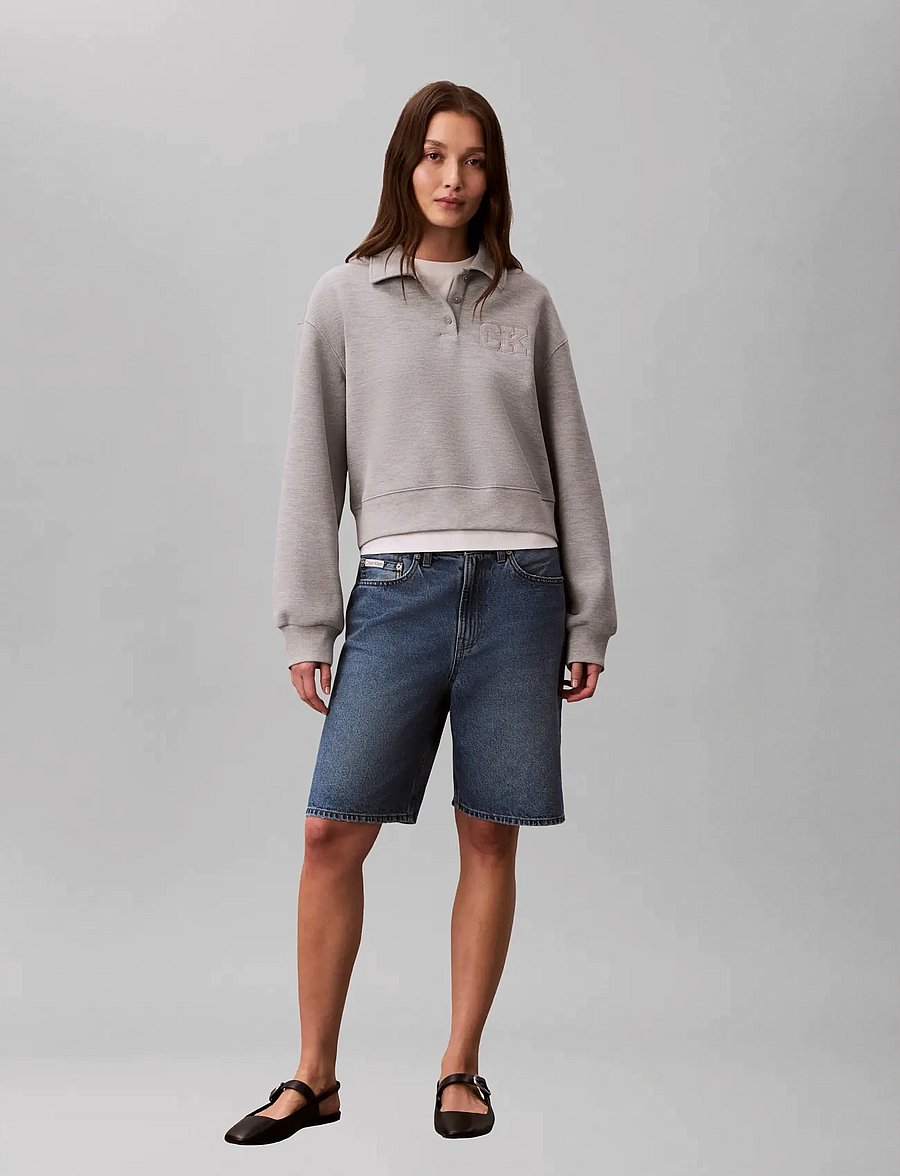 Calvin Klein Jeans - LS RLXED INTRLOCK FASHION POLO S - sweatshirts - heroic grey heather - 0