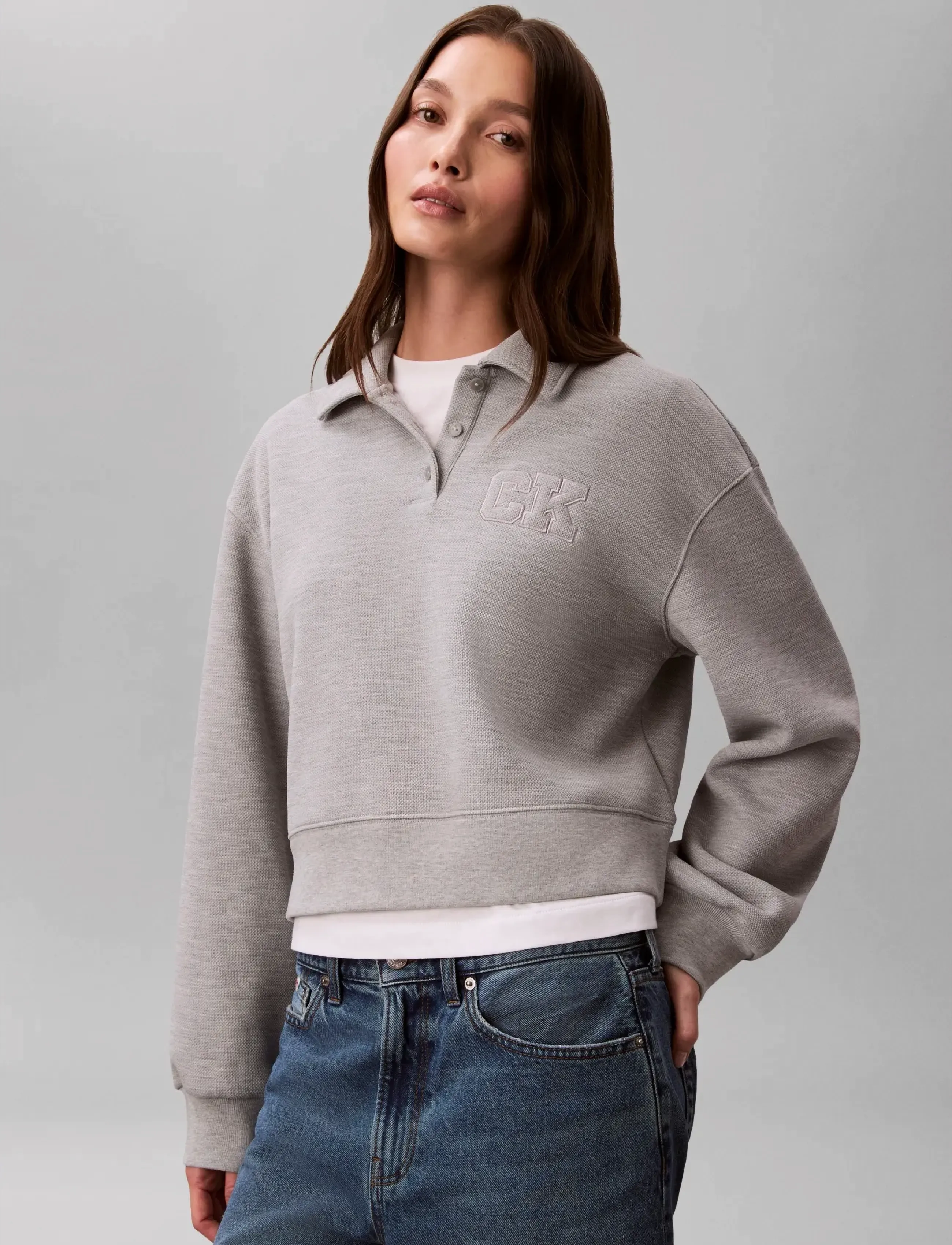 Calvin Klein Jeans - LS RLXED INTRLOCK FASHION POLO S - hverdags stil - heroic grey heather - 3