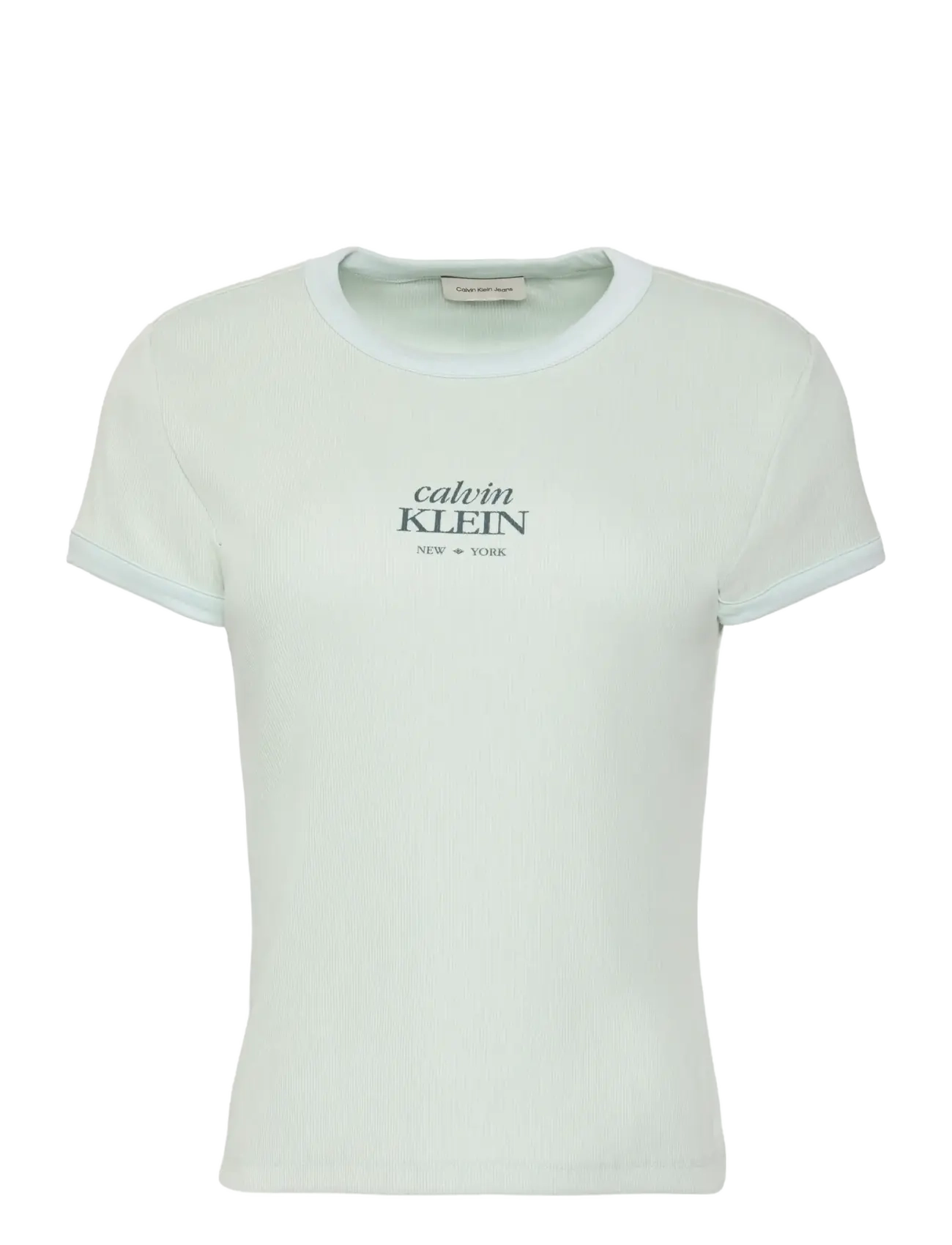 Calvin Klein Jeans SS 2X2 BABY RIB LOGO BABY TEE - T-Shirts & Tops - PALE MEADOW / green