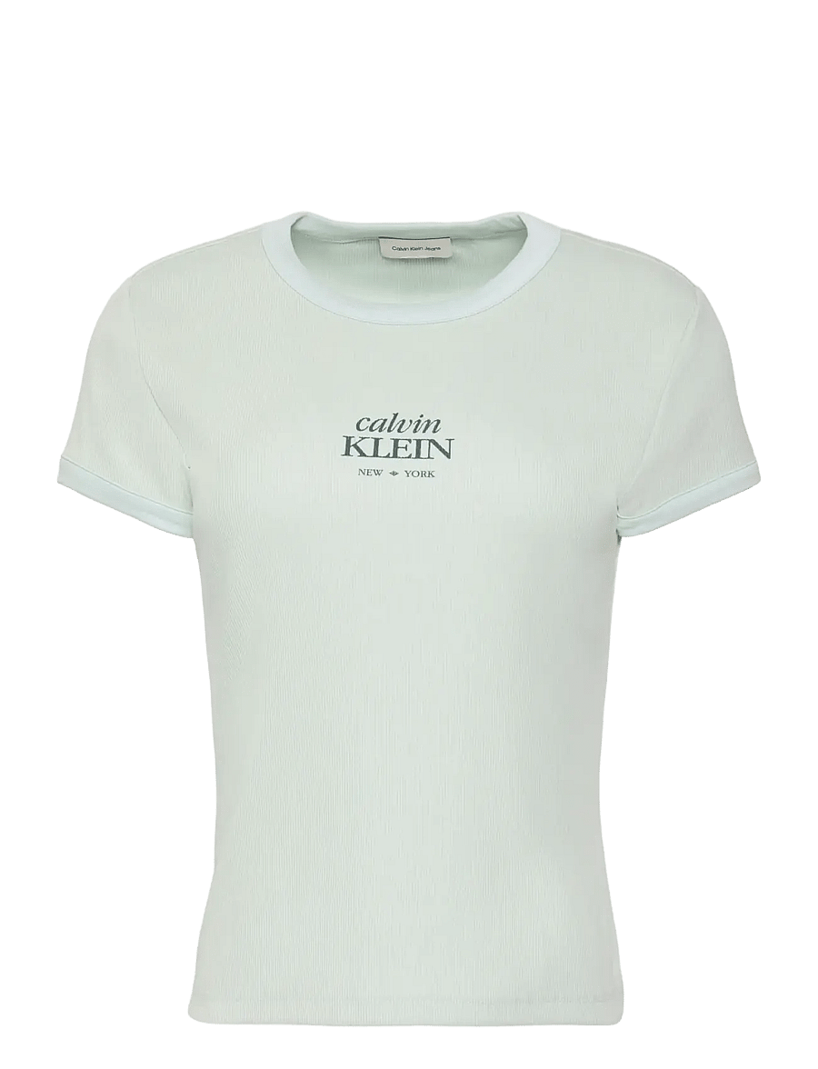 Calvin Klein Jeans - SS 2X2 BABY RIB LOGO BABY TEE - t-shirts - pale meadow - 1