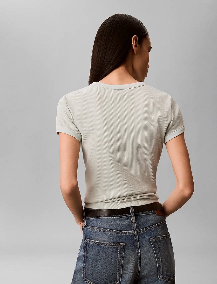 Calvin Klein Jeans - SS 2X2 BABY RIB LOGO BABY TEE - t-shirts - pale meadow - 2