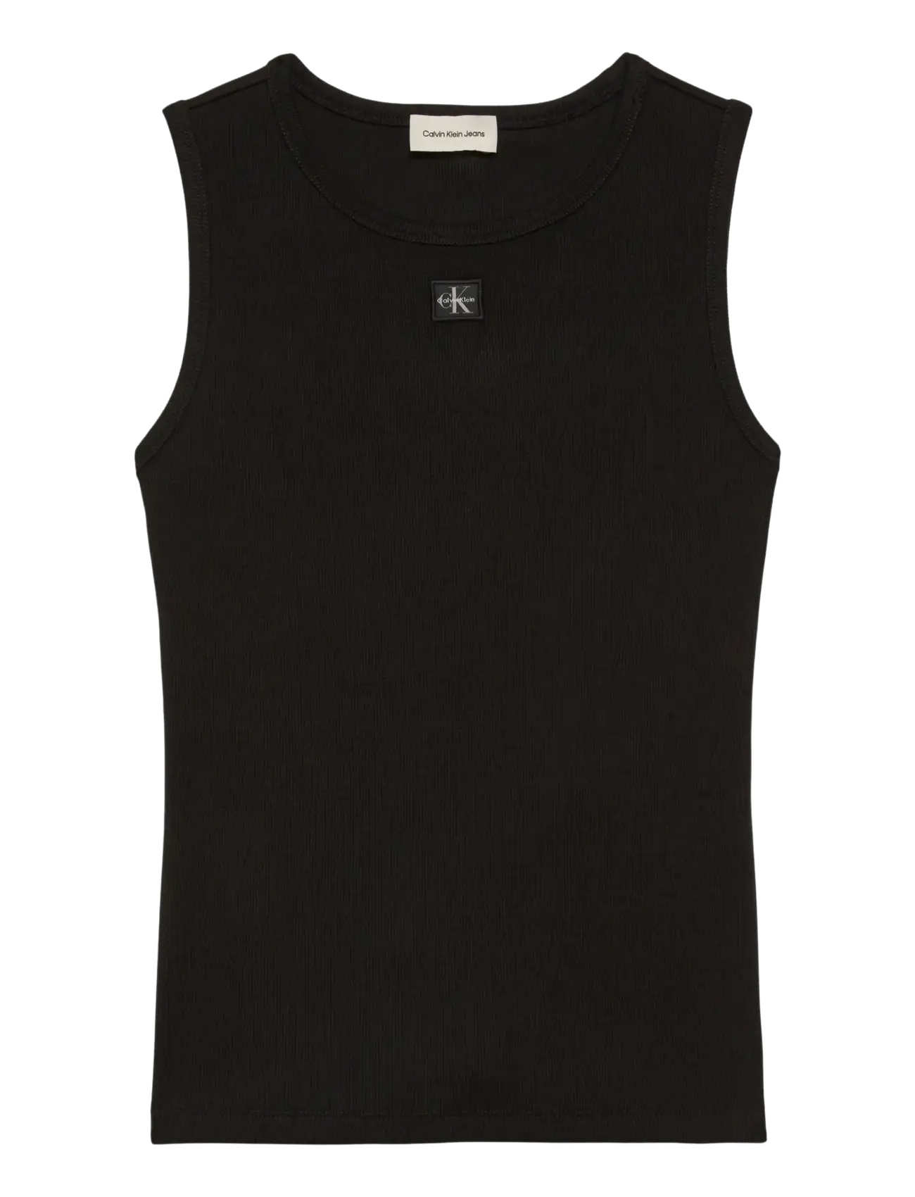 Calvin Klein Jeans SL WOVEN LABEL 2X2 BABY RIB CUTO - Vests - BLACK / black