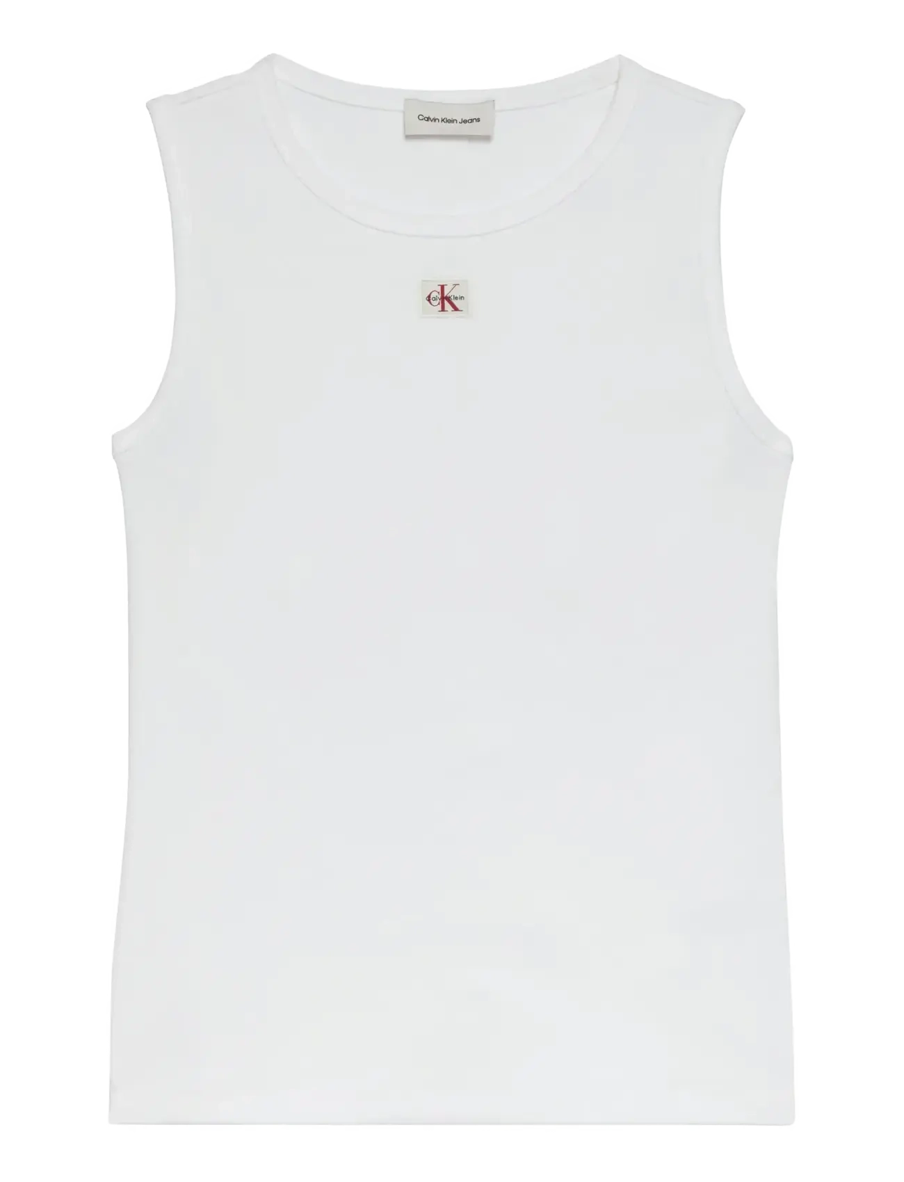 Calvin Klein Jeans SL WOVEN LABEL 2X2 BABY RIB CUTO - Westen - BRIGHT WHITE / white