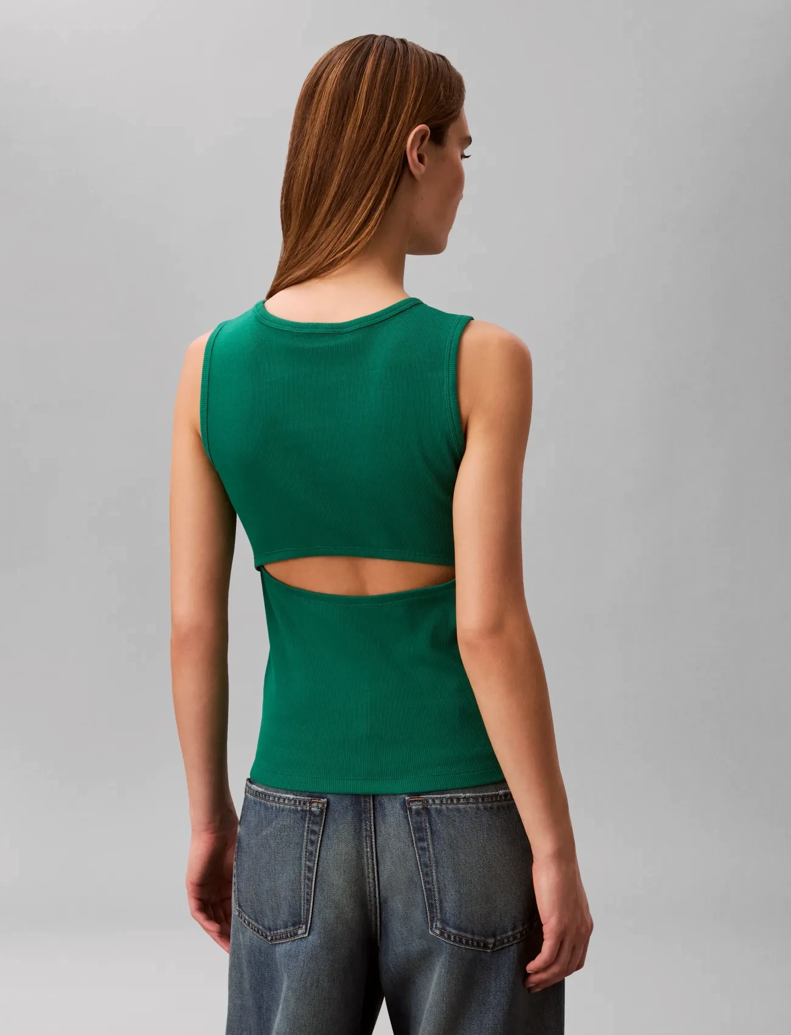 Calvin Klein Jeans - SL WOVEN LABEL 2X2 BABY RIB CUTO - strickwesten - enchanted forest - 2