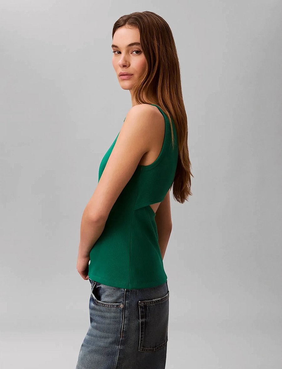 Calvin Klein Jeans - SL WOVEN LABEL 2X2 BABY RIB CUTO - strickwesten - enchanted forest - 4