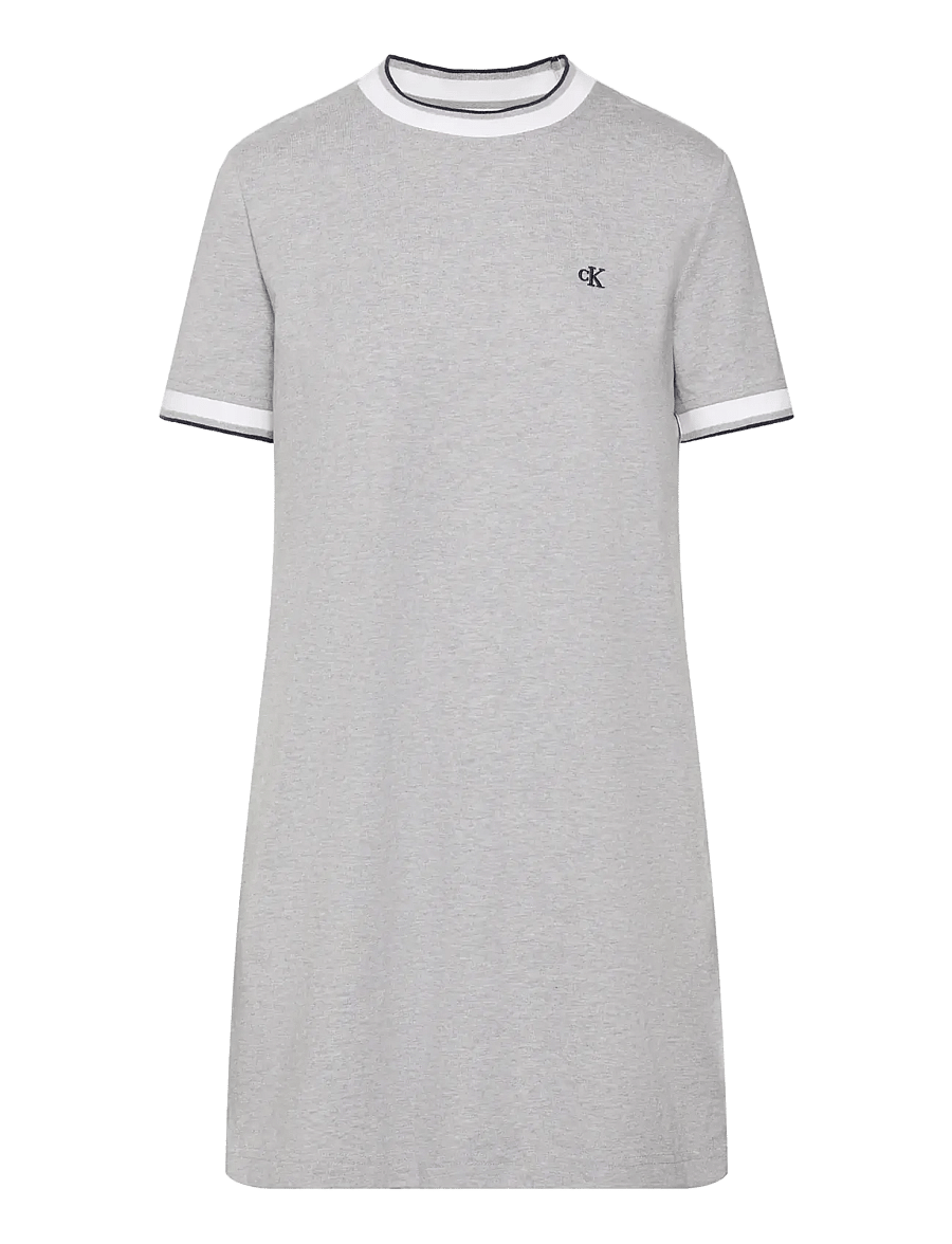 Calvin Klein Jeans - SS CTN MONOGRAM STRIPE TRIM MINI - t-shirt dresses - heroic grey heather - 1