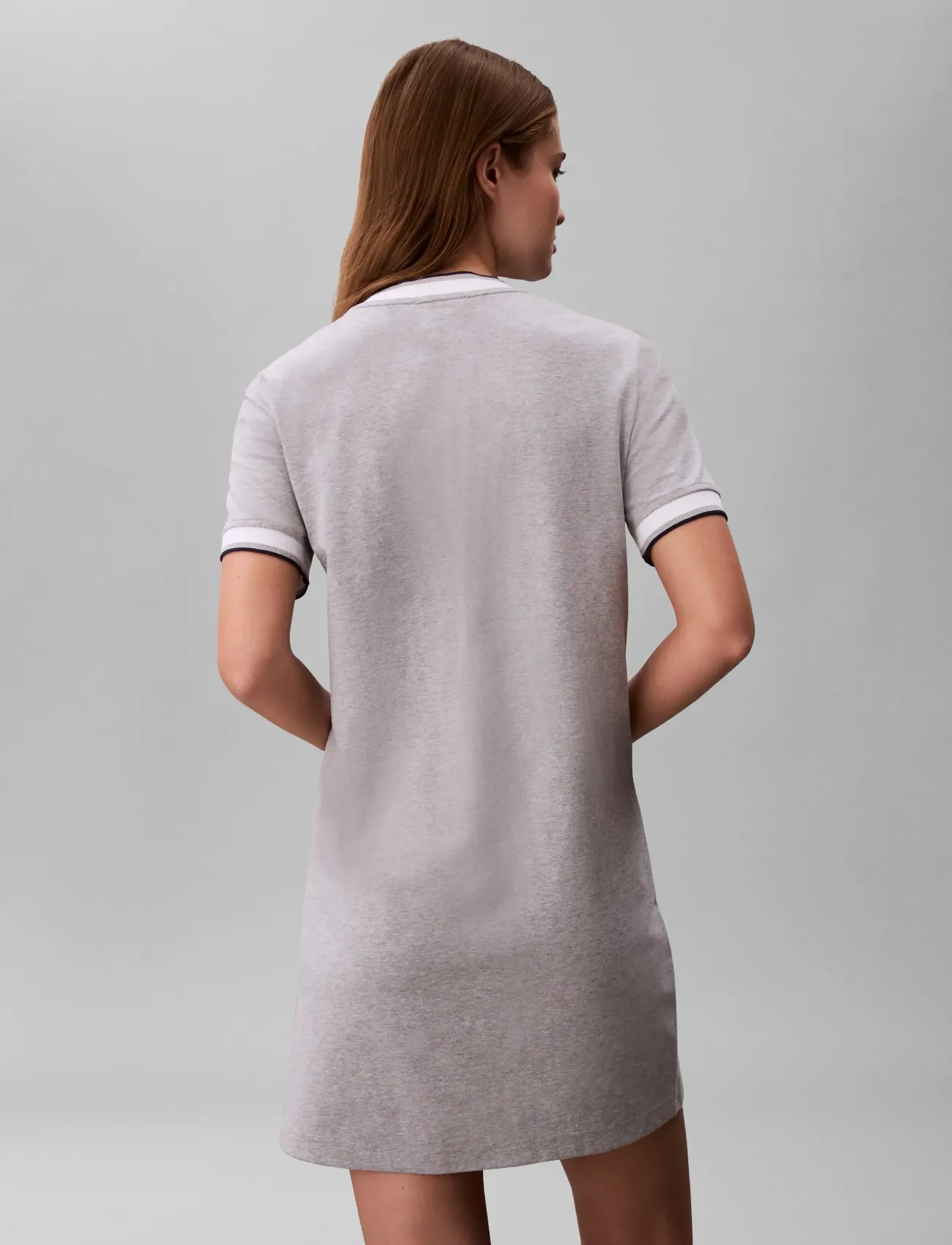 Calvin Klein Jeans - SS CTN MONOGRAM STRIPE TRIM MINI - t-shirt dresses - heroic grey heather - 2
