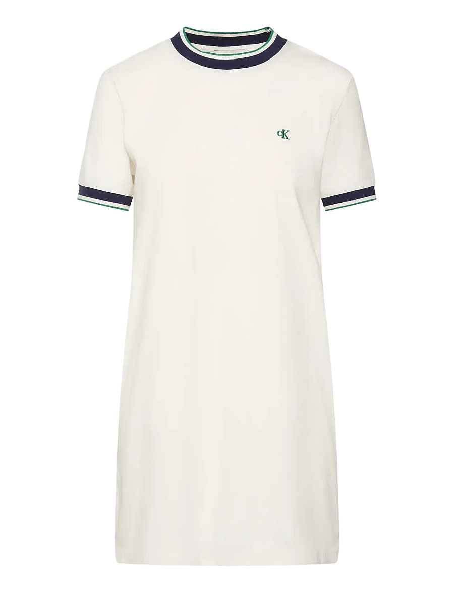 Calvin Klein Jeans - SS CTN MONOGRAM STRIPE TRIM MINI - t-shirt dresses - tofu - 1