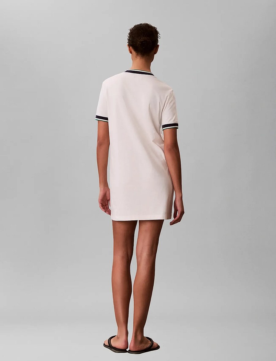 Calvin Klein Jeans - SS CTN MONOGRAM STRIPE TRIM MINI - t-shirt dresses - tofu - 2