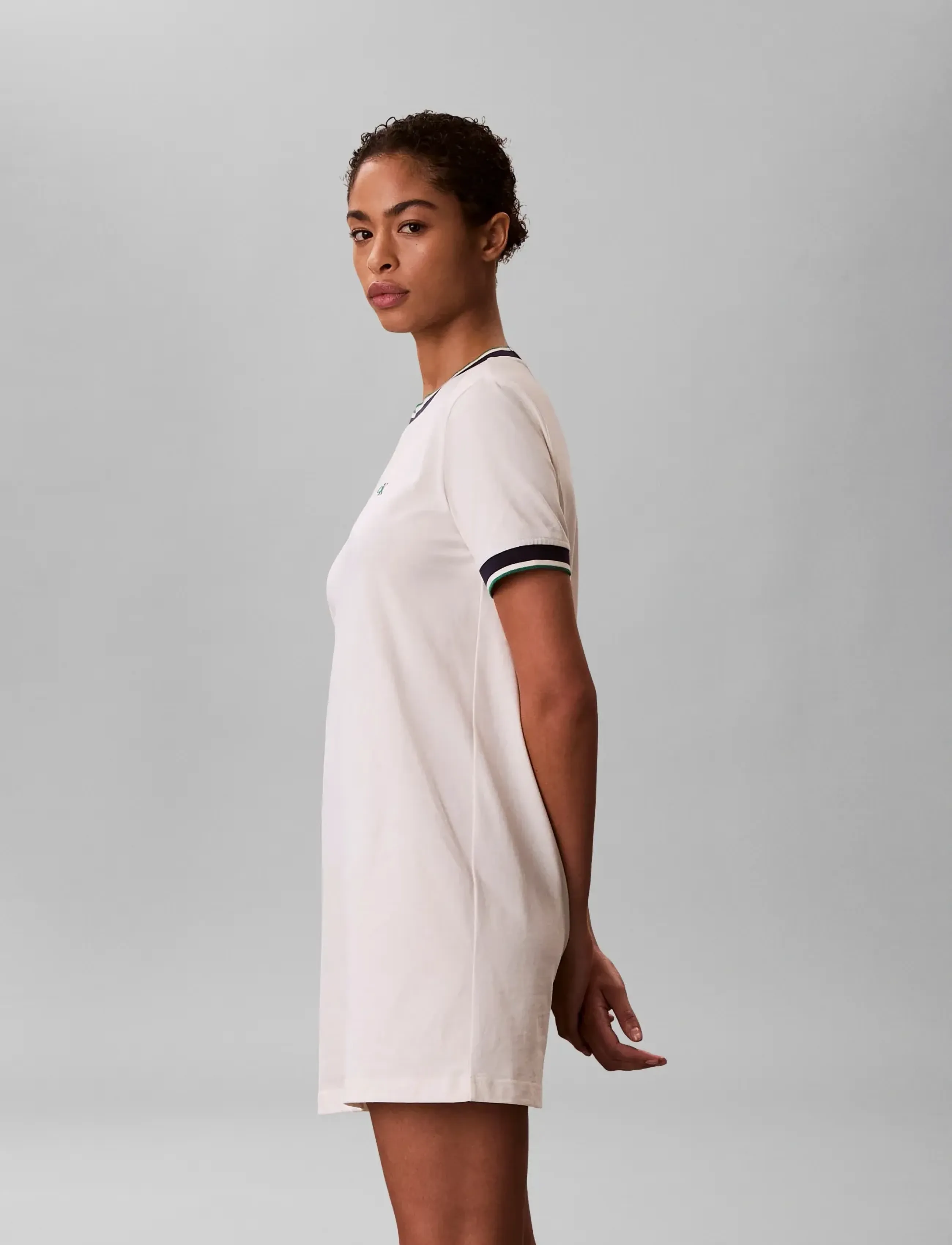 Calvin Klein Jeans - SS CTN MONOGRAM STRIPE TRIM MINI - tofu - 5