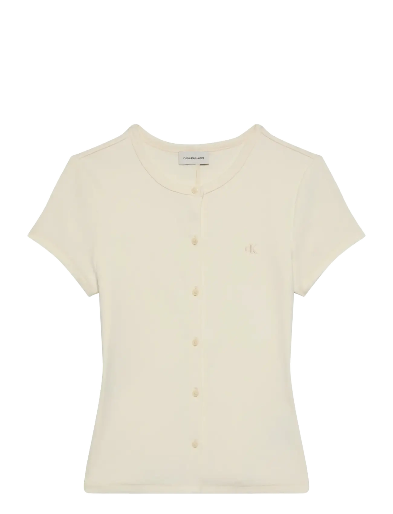 Calvin Klein Jeans SS 1X1 REFINED RIB BUTTON UP CRE - Kampagne - CALICO / cream