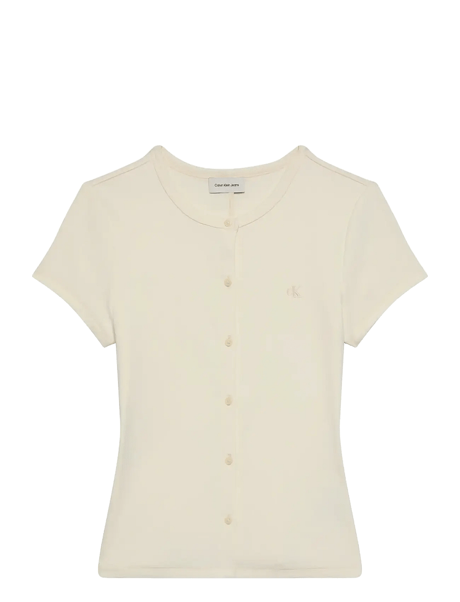 Calvin Klein Jeans - SS 1X1 REFINED RIB BUTTON UP CRE - t-shirts - calico - 1