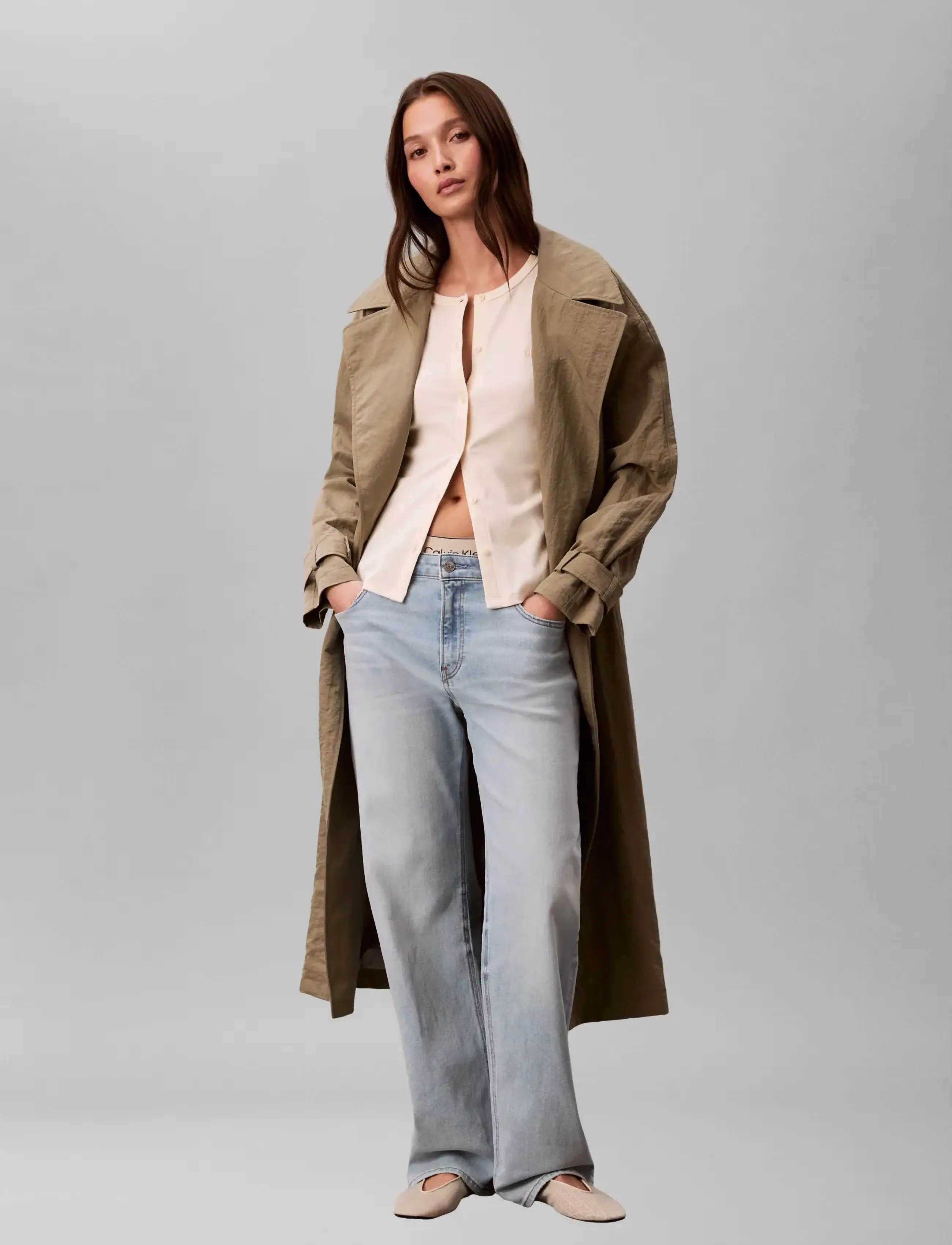 Calvin Klein Jeans Ss 1X1 Refined Rib Button Up Cre blusar dam – bild 3