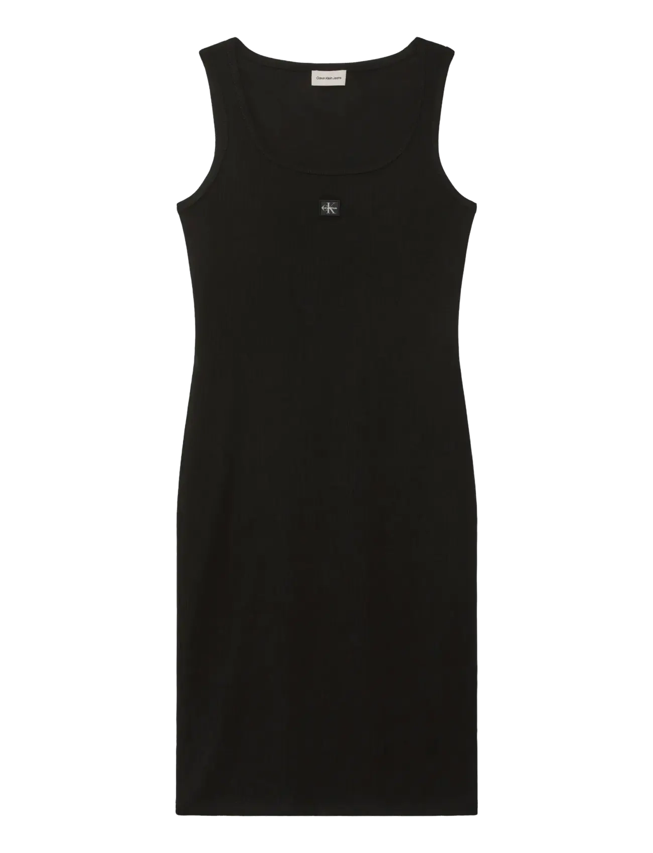 Calvin Klein Jeans SL BABY RIB WOVEN LABEL SQUARE N - Klänningar - BLACK / black