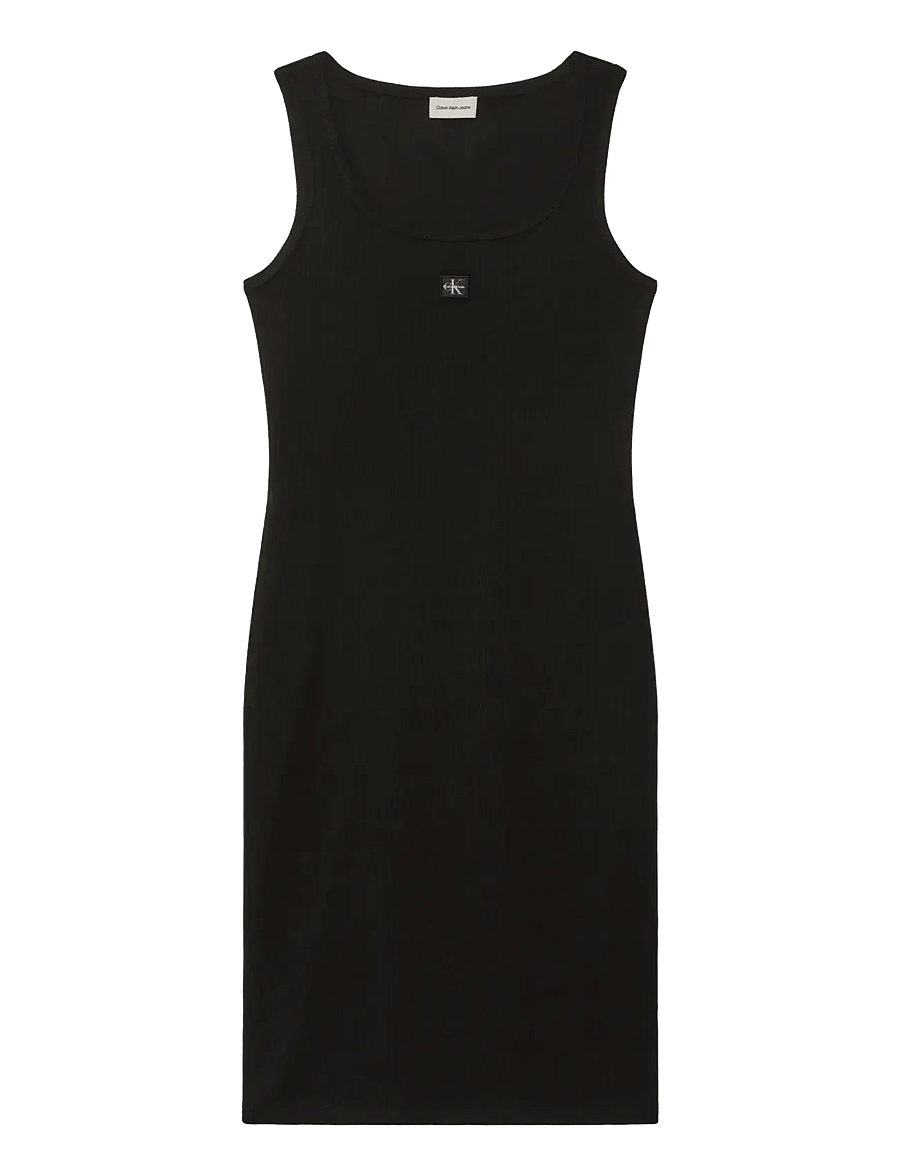 Calvin Klein Jeans - SL BABY RIB WOVEN LABEL SQUARE N - bodycon dresses - black - 1