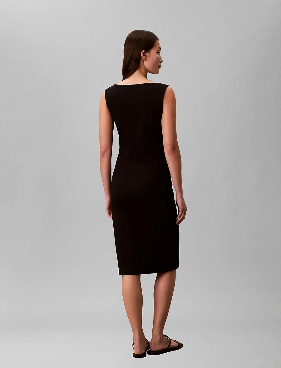 Calvin Klein Jeans - SL BABY RIB WOVEN LABEL SQUARE N - bodycon dresses - black - 3
