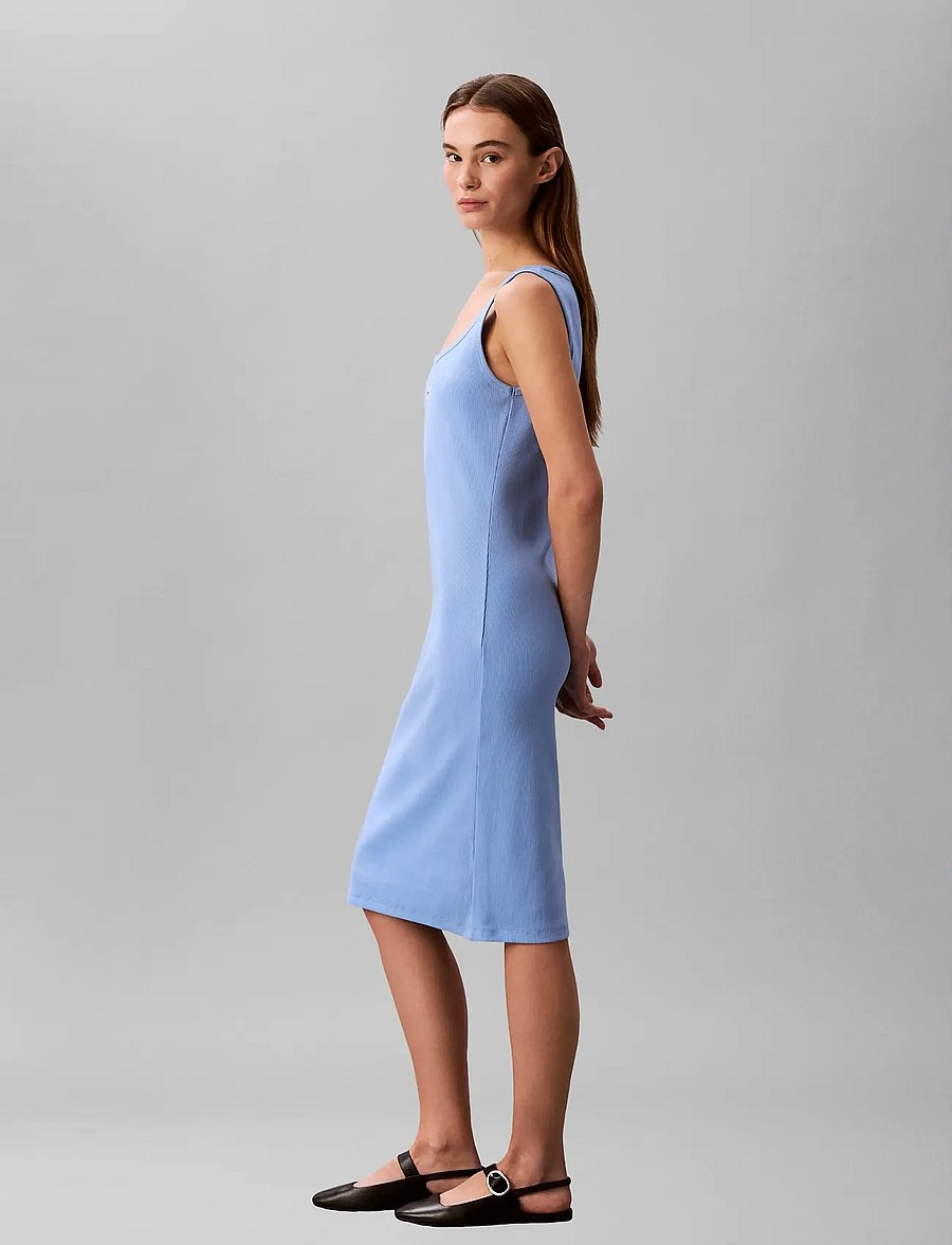 Calvin Klein Jeans - SL BABY RIB WOVEN LABEL SQUARE N - etuikleider - blue descent - 4