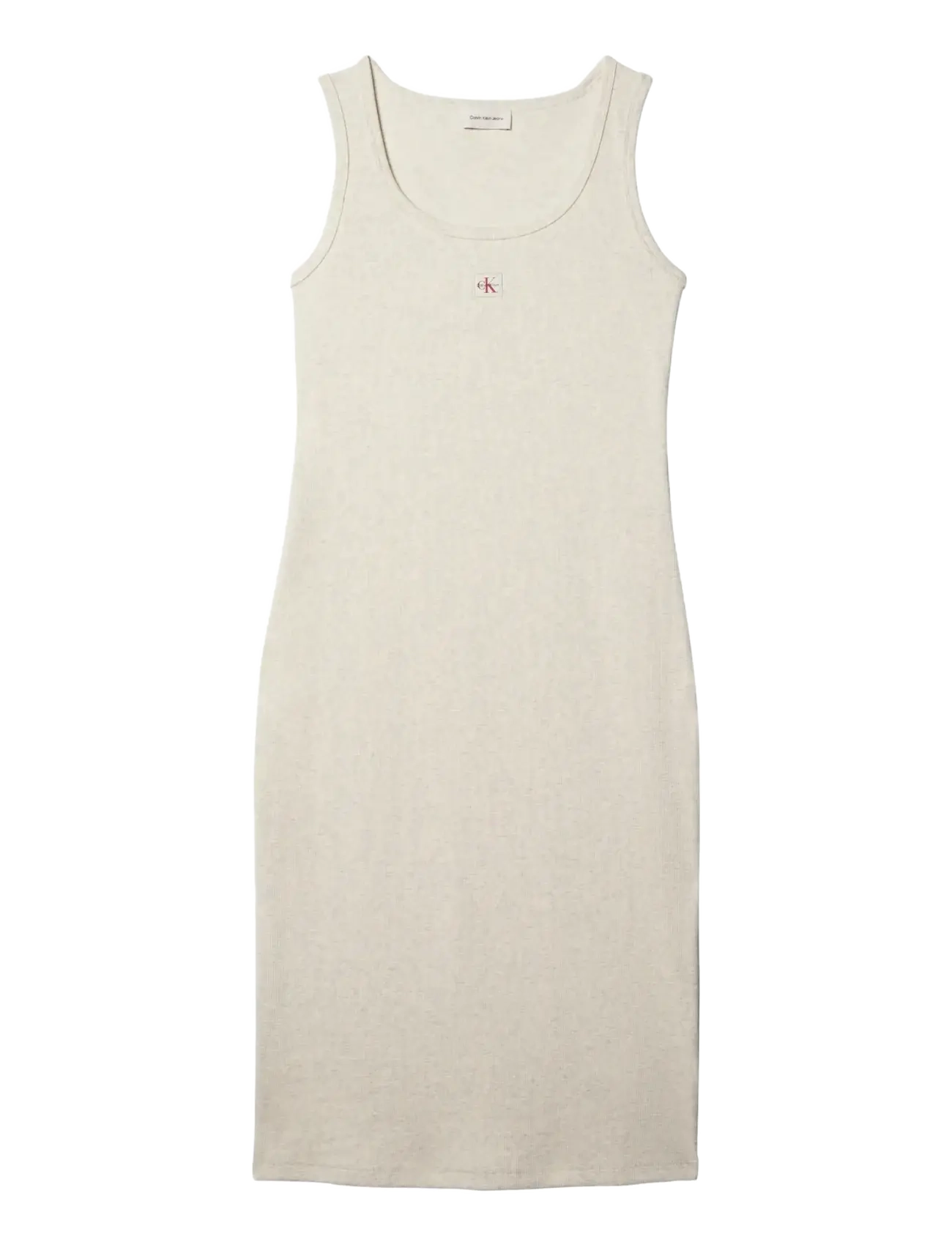 Calvin Klein Jeans SL BABY RIB WOVEN LABEL SQUARE N - Strickkleider - VANILLA HEATHER / cream