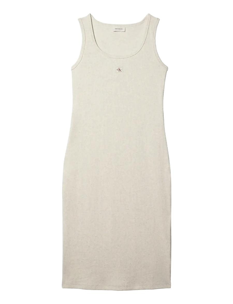 Calvin Klein Jeans - SL BABY RIB WOVEN LABEL SQUARE N - etuikleider - vanilla heather - 1