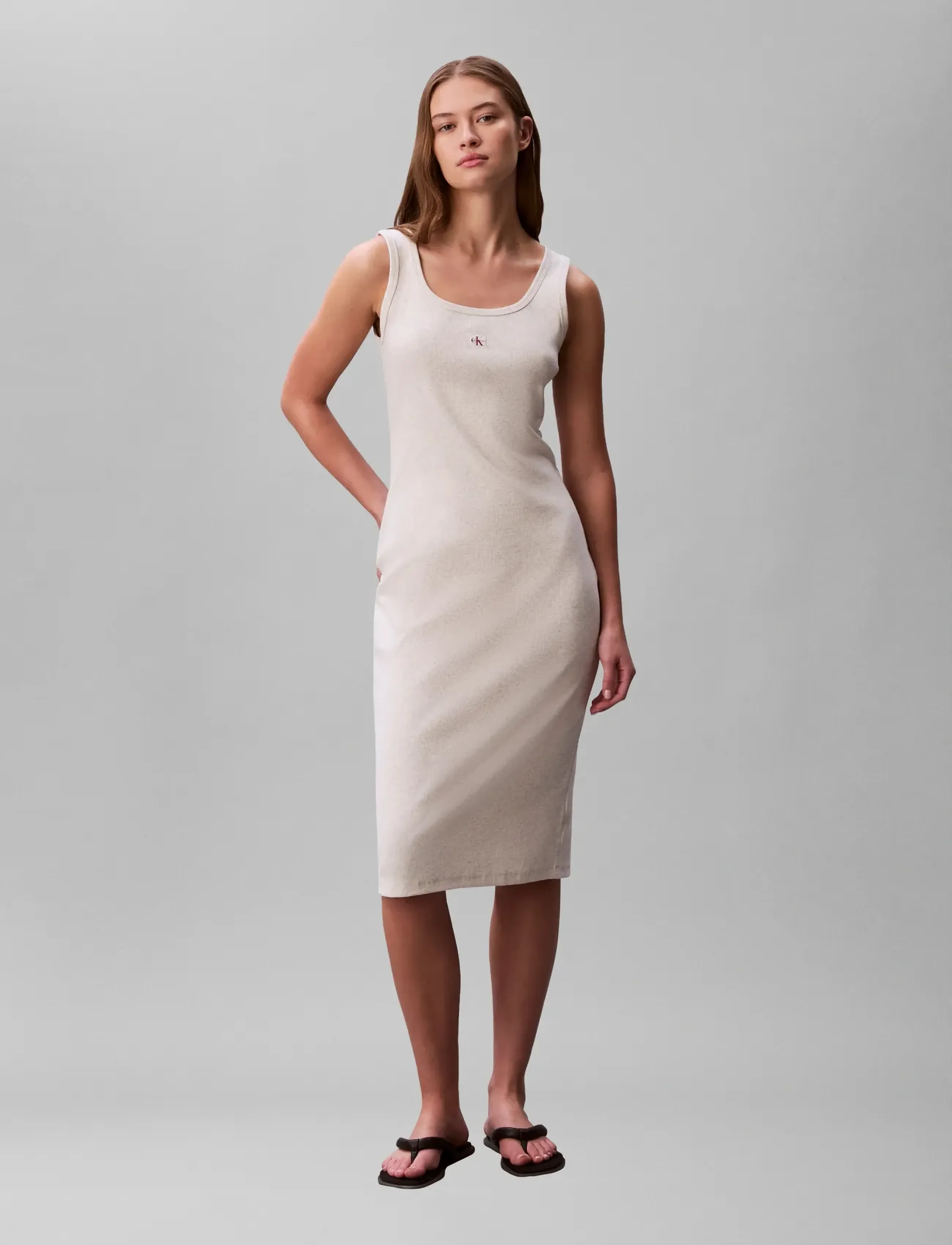 Calvin Klein Jeans SL BABY RIB WOVEN LABEL SQUARE N - Riided - VANILLA HEATHER / cream