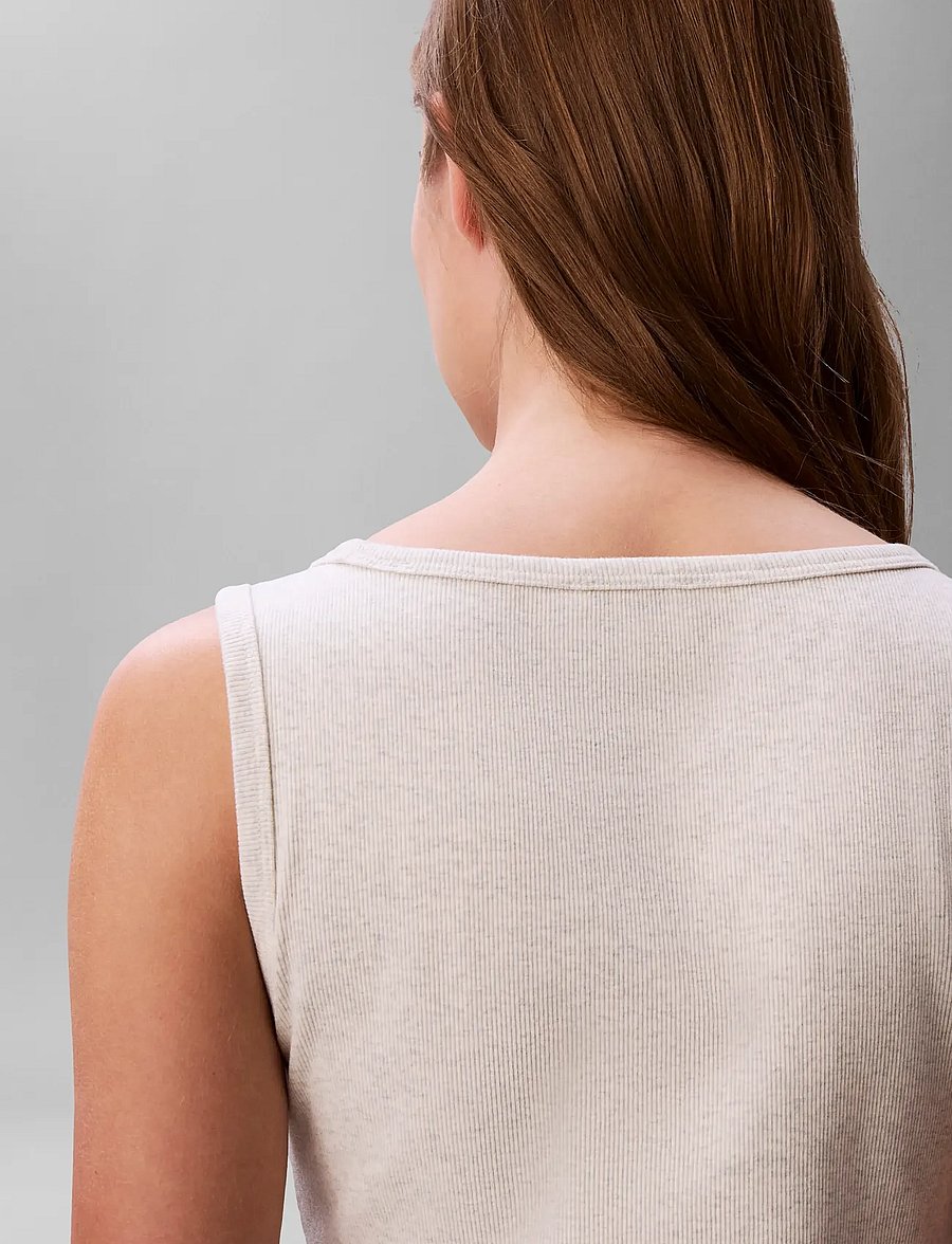 Calvin Klein Jeans - SL BABY RIB WOVEN LABEL SQUARE N - etuikleider - vanilla heather - 4