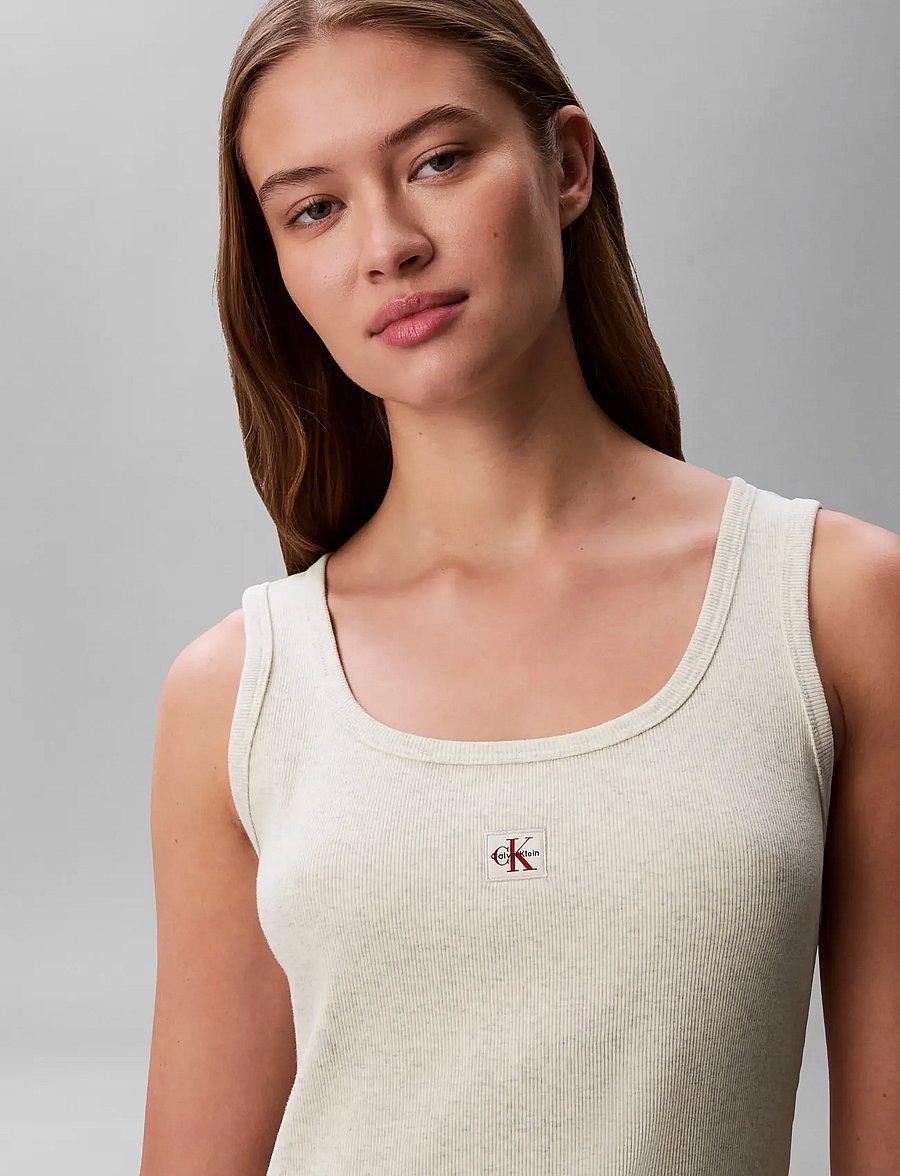 Calvin Klein Jeans - SL BABY RIB WOVEN LABEL SQUARE N - etuikleider - vanilla heather - 5